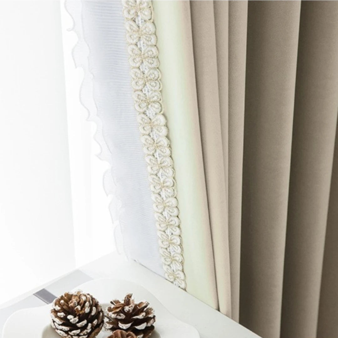 Custom Catherine Velvet Floral Trim Blackout Curtains for Bedroom & Living Room - Light Blocking Window Drapes for Better Sleep & Privacy