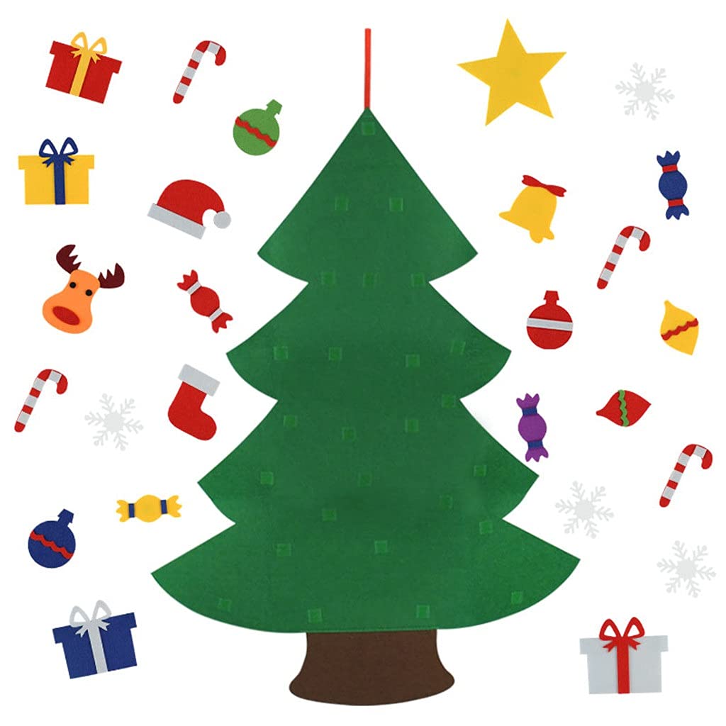 WODMB Felt Christmas Tree & Snowman DIY Ornaments Set - Merry Xmas Kids Crafts, New Year Home Decor, Holiday Party Supplies (Color C) - Perfect for Christmas Tree Decorating, Classroom Activities & Festive Gift Giving