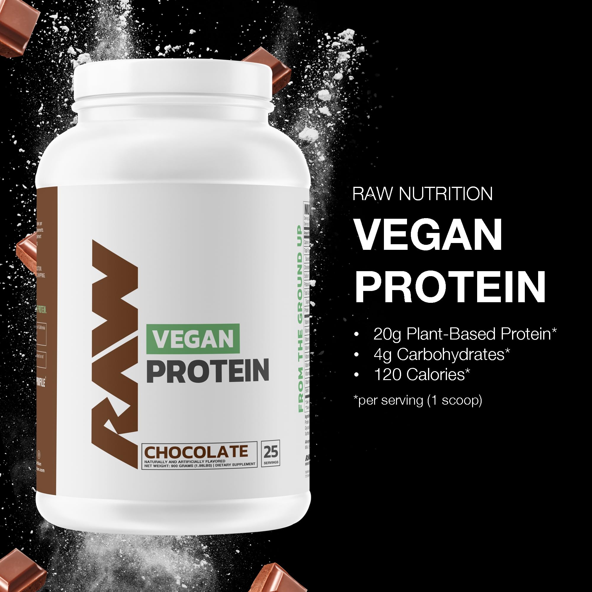 Organic Vegan Protein Powder Chocolate Flavor - 20g Plant-Based Protein for Muscle Growth & Recovery - Low Fat, Low Carb, Vitamin Fortified - 25 Servings | Perfect for Post-Workout Shakes, Smoothies & Healthy Baking