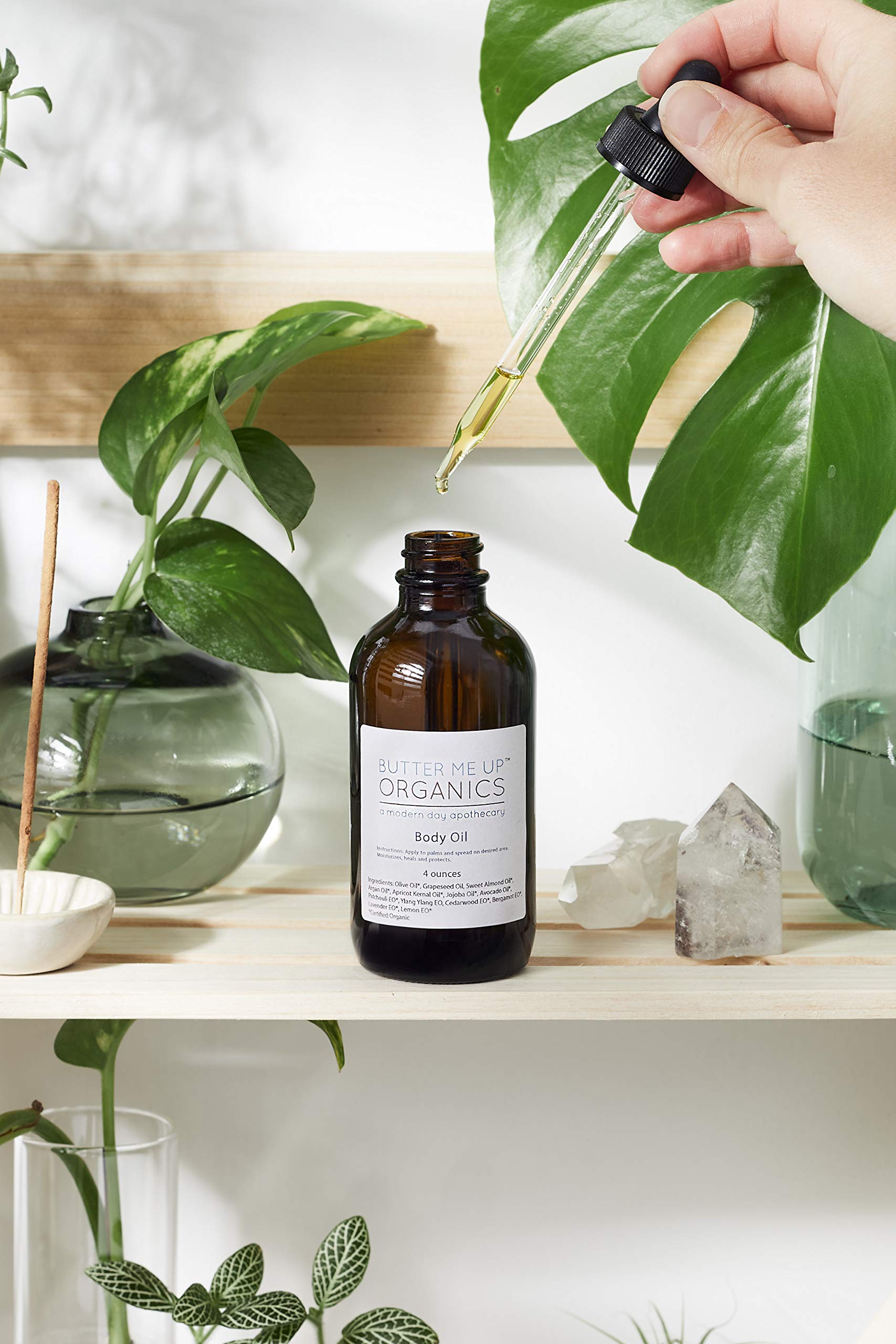 Organic Body Oil Moisturizer - Hydrating & Nourishing Skin Care by Butter Me Up Organics | Perfect for Dry Skin, Massage & Daily Moisturizing
