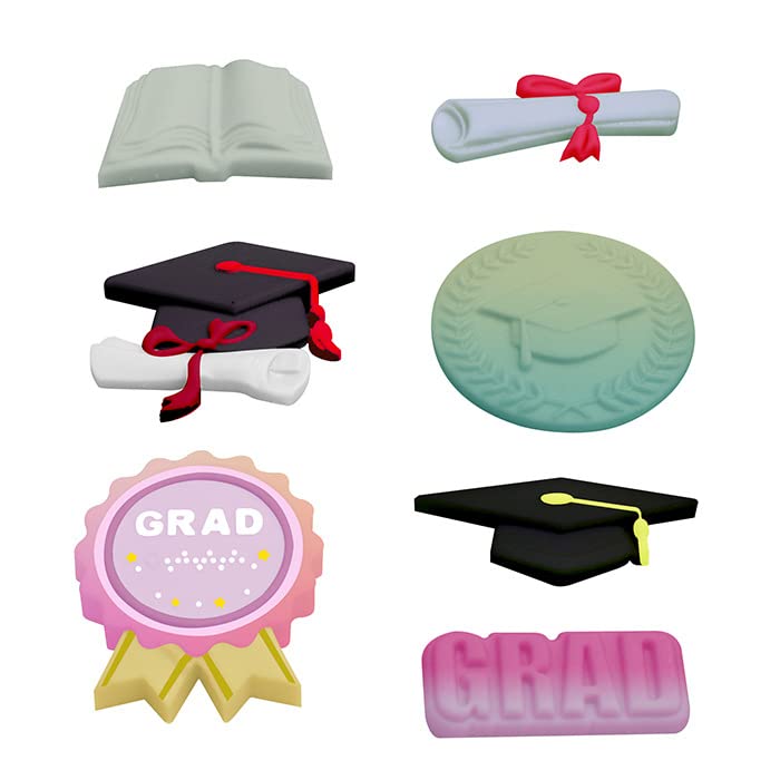 Graduation Chocolate Mold Silicone - Mini Graduation Cap & Diploma Book Fondant Candy Soap Ice Cube Clay Molds - DIY Tools for Grad Party Decoration - Perfect for Cupcakes, Cake Pops, and Party Favors