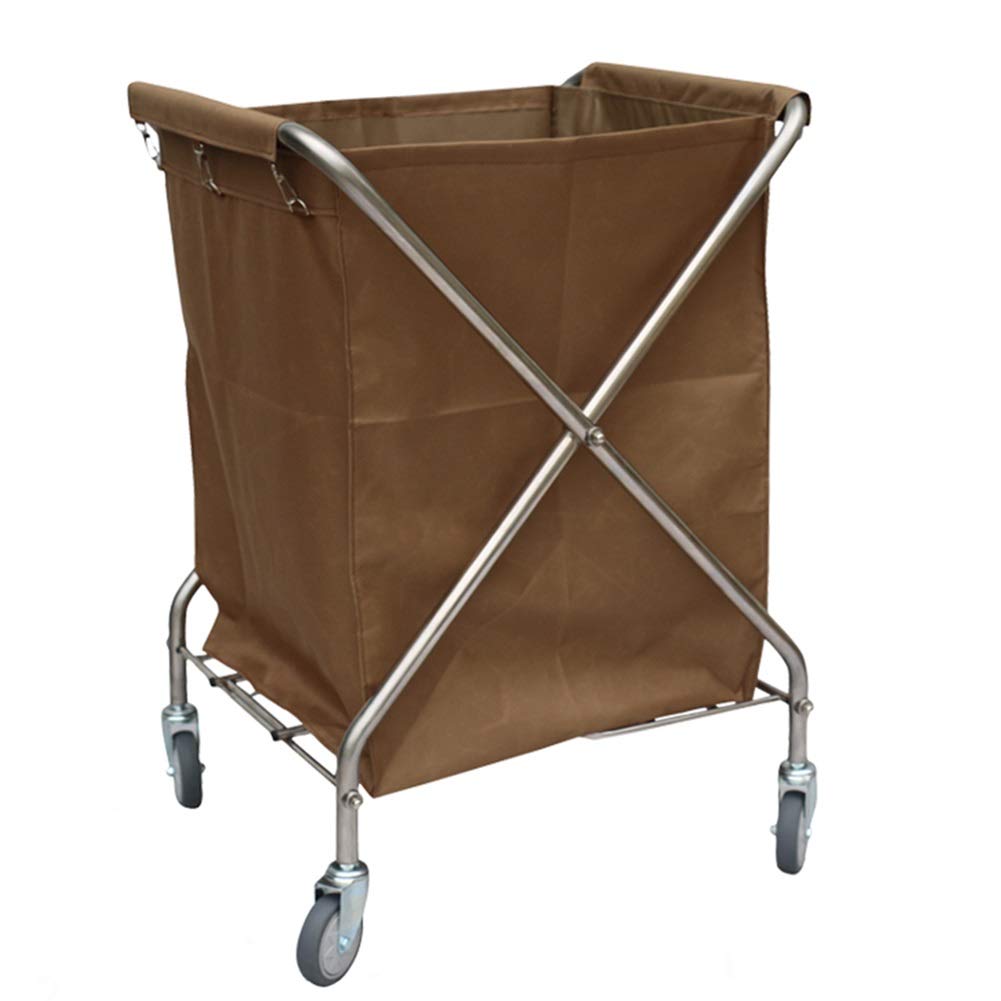 **Large Folding Lightweight Laundry Hamper Cart with Wheels - Heavy Duty Industrial Laundry Basket for Home, Hotel & Commercial Use - 4 Colors (Brown) - Perfect for Laundry Rooms, Dorms & Cleaning Services**