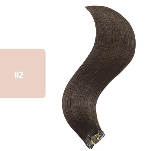 Silky Straight Clip-in Remy Human Hair Extensions for Women - 18 Inch Natural Black Hair Weft for Length & Volume - Perfect for Parties, Weddings & Daily Styling
