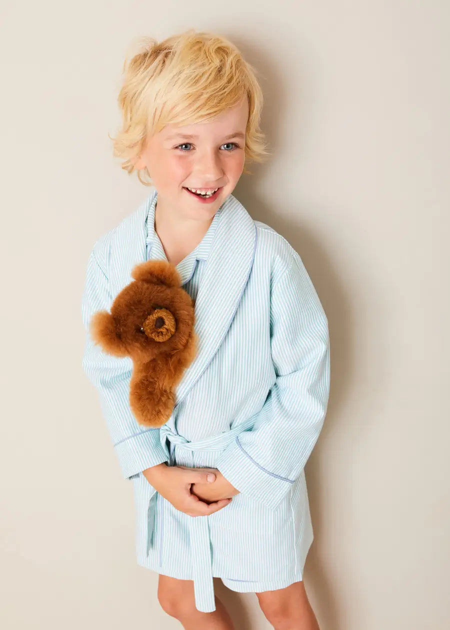 Rochester Striped Green Dressing Gown for Kids (18 Months to 10 Years) - Cozy Loungewear for Bedtime & Relaxation at Home