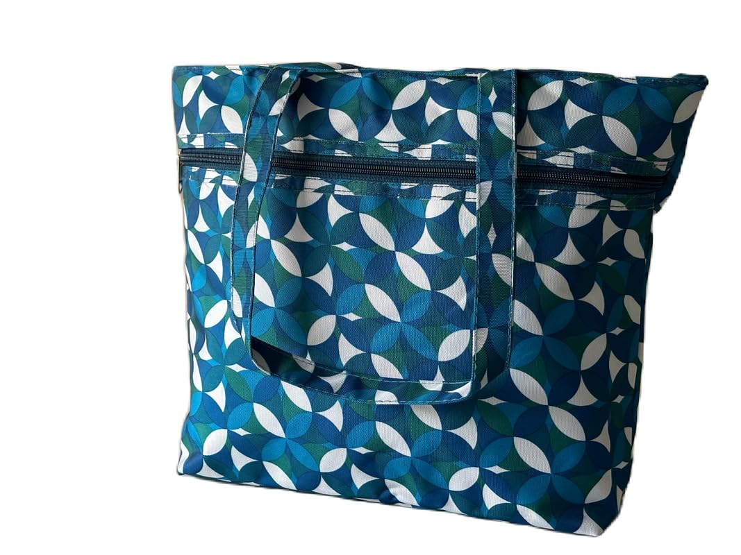 Stylish and Durable Women's Shopping Tote Bag - Blue Floral Print for Groceries, Beach, and Everyday Use