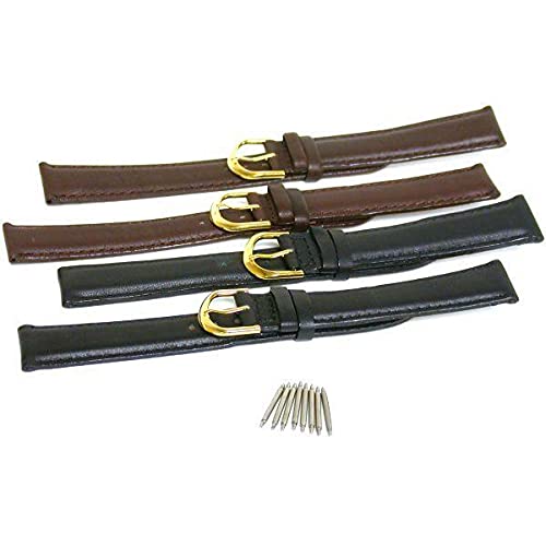 4 Pack 18mm Genuine Leather Watch Bands - 8.25