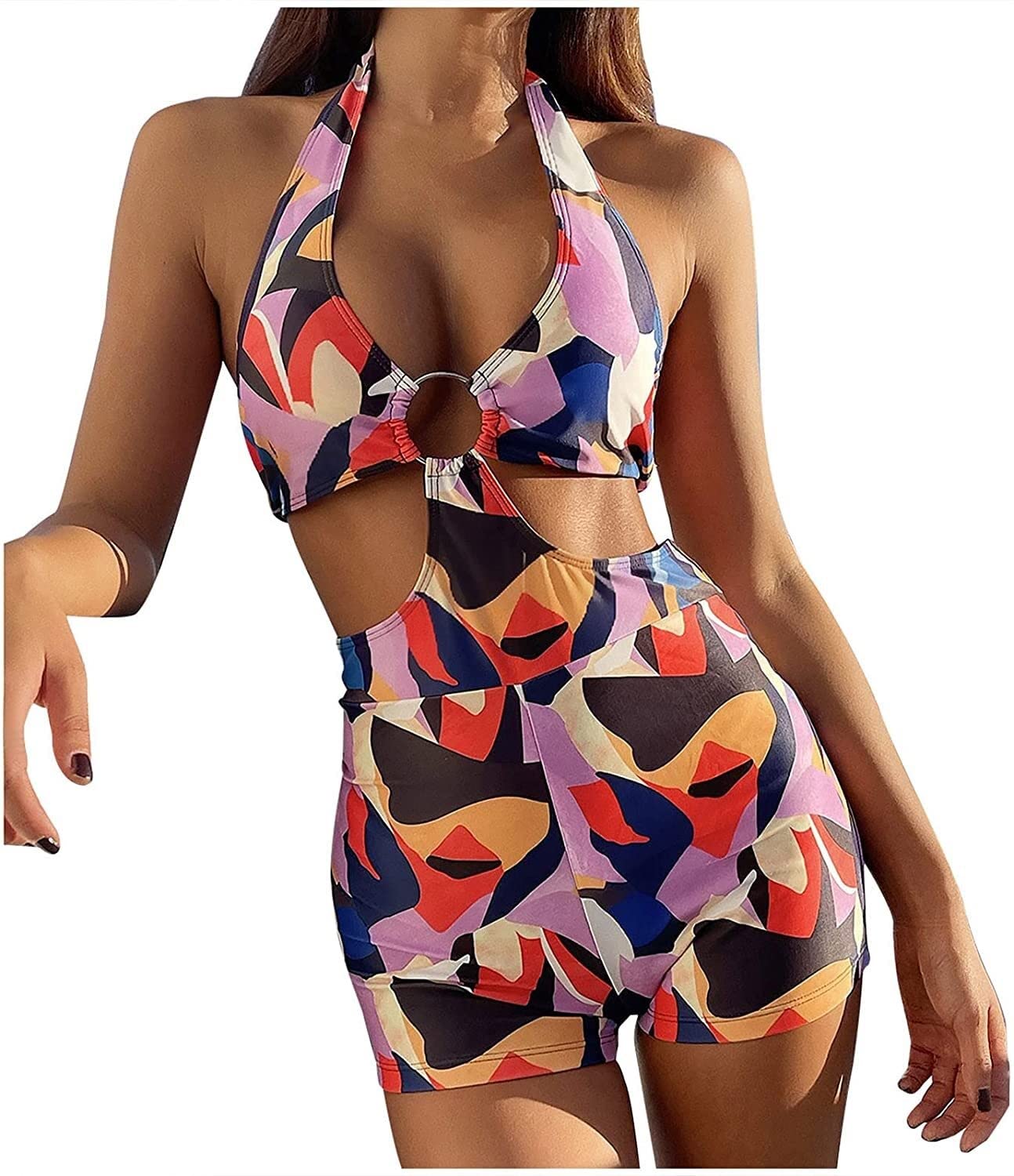 Women's 2 Piece Adjustable Bandage Bikini Swimsuit Set - Casual Beachwear for Women, Large, Multicolor | Perfect for Pool Parties, Beach Vacations & Summer Getaways