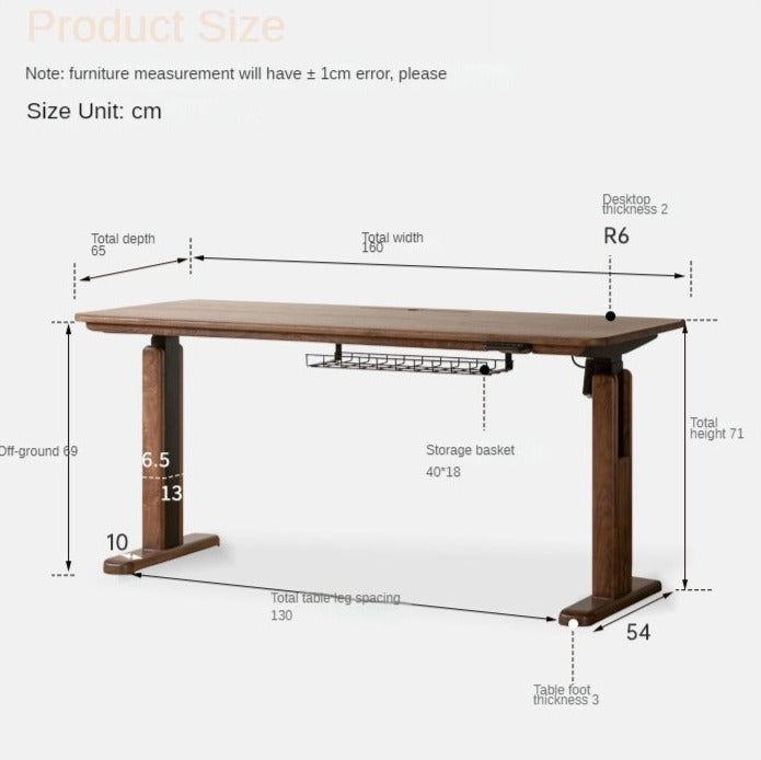 Black Walnut Solid Wood Electric Standing Desk - Adjustable Height Home Office Desk for Work & Study - Ergonomic Sit to Stand Desk for Computer, Laptop & Gaming Setup