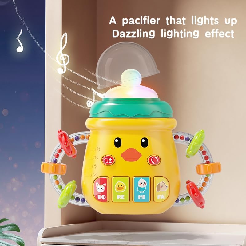 Musical Baby Toys for 6-12 Months - Soft Light-Up Pacifier with Soothing Music & LED Lights - Infant Developmental Activity Center for 0-18 Months - Perfect for Nursery Playtime, Sensory Stimulation & Bedtime Comfort