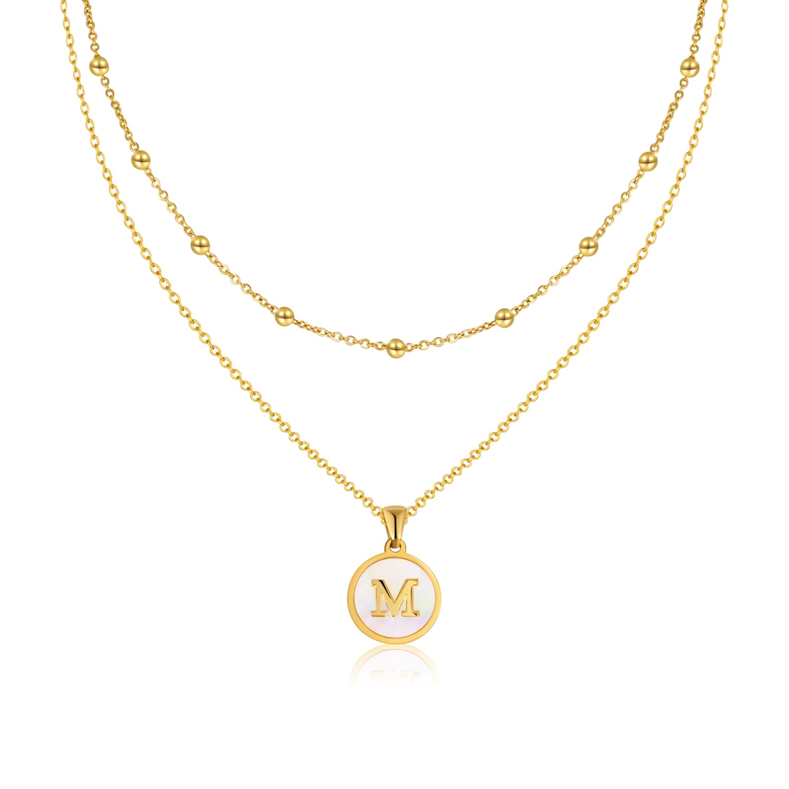 ASHFUHZL Initial Necklaces for Women - 18K Gold Plated, Sterling Silver & Rose Gold Letter Pendant Necklace for Girls, Stainless Steel Layered Initial Jewelry Gift - Perfect for Birthdays, Anniversaries & Everyday Wear