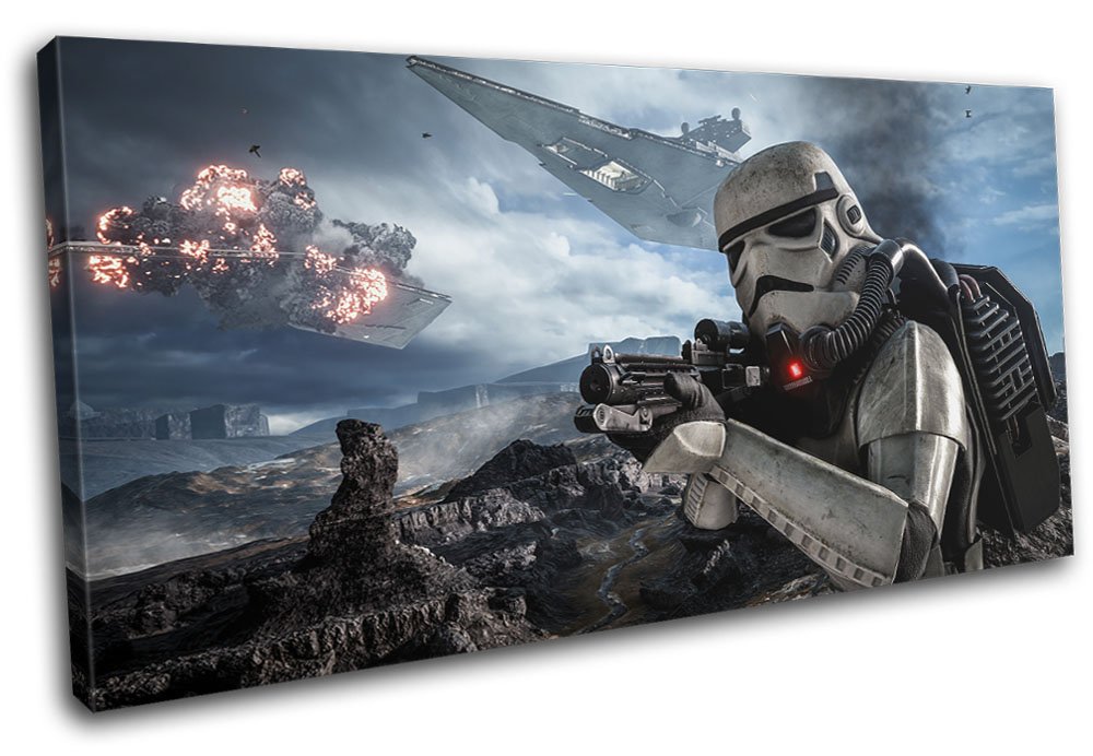 Star Wars Battlefront Gaming Canvas Art Print - 150x75cm Single Box Framed Wall Decor - Handmade in UK - Ready to Hang - Perfect for Game Rooms & Home Theaters