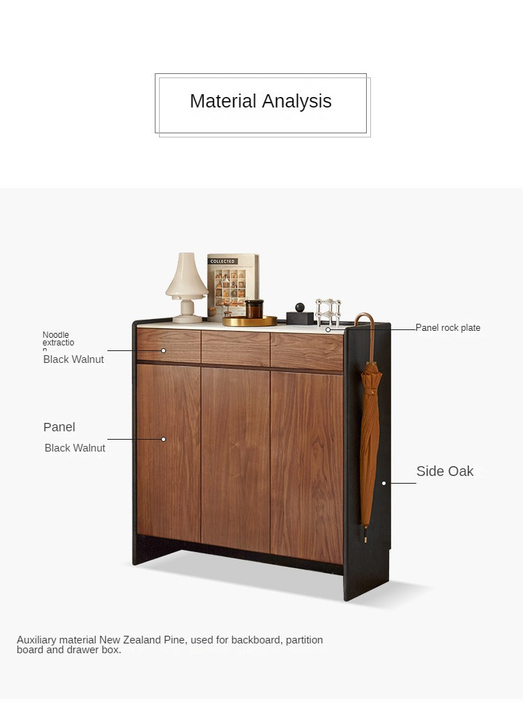 Black Walnut Solid Wood Shoe Cabinet for Entryway - Rustic Shoe Storage Organizer with Shelf | Perfect for Hallway, Mudroom & Closet Organization