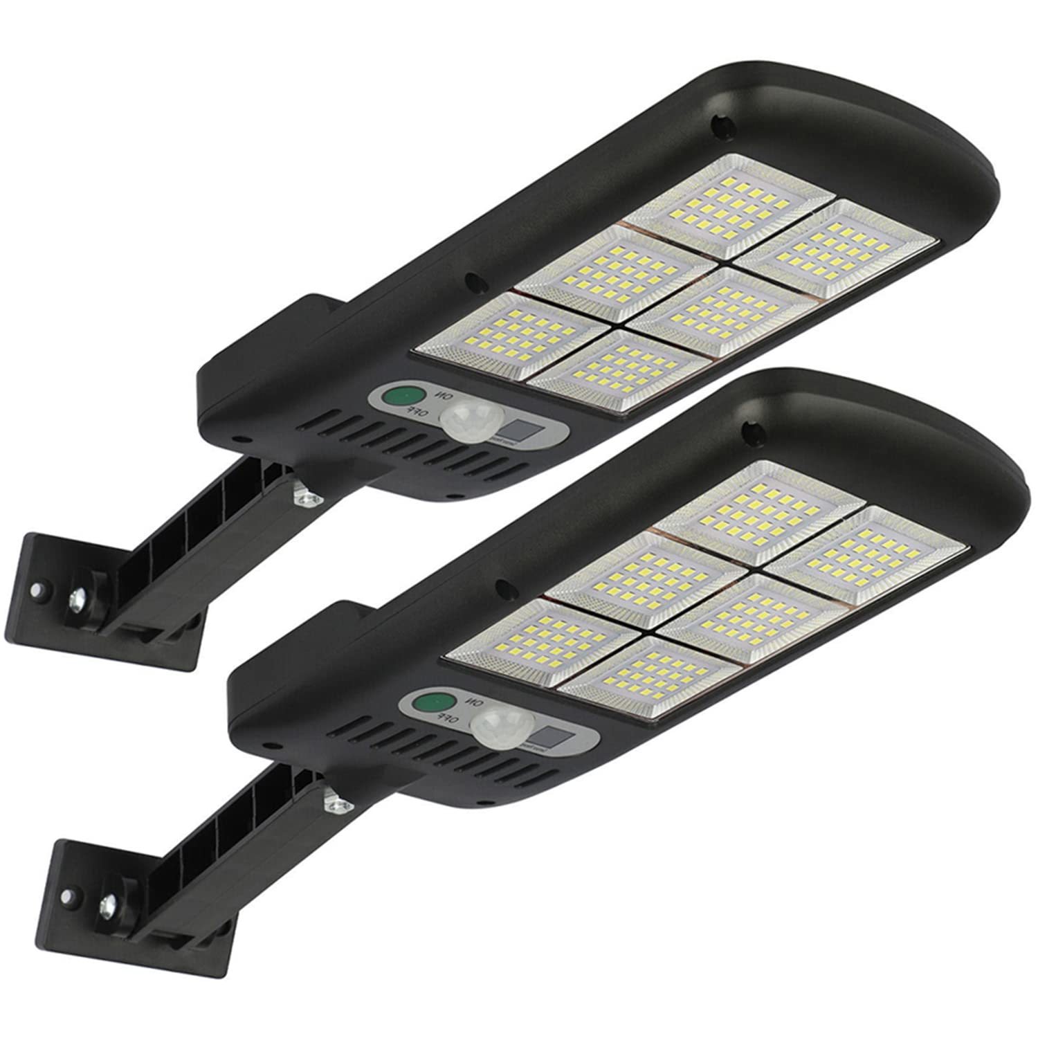 NYLBRT 120 LED Solar Street Lights Outdoor - Waterproof Motion Sensor Security Lights with Remote Control & 3 Lighting Modes for Parking Lot, Garden, Yard, Patio, Pathway - Ideal for Home Security & Landscape Lighting (2 Pack)