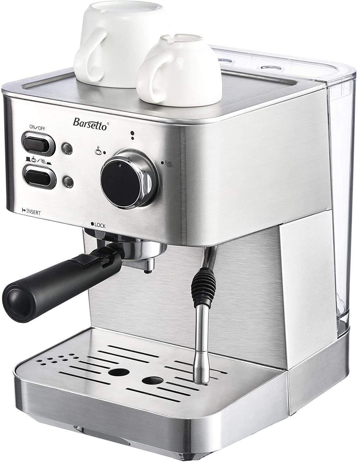15 Bar Espresso Machine with Milk Frother - 1050W Stainless Steel Coffee Maker for Home & Office Use | Classic Silver Design for Latte & Cappuccino Lovers