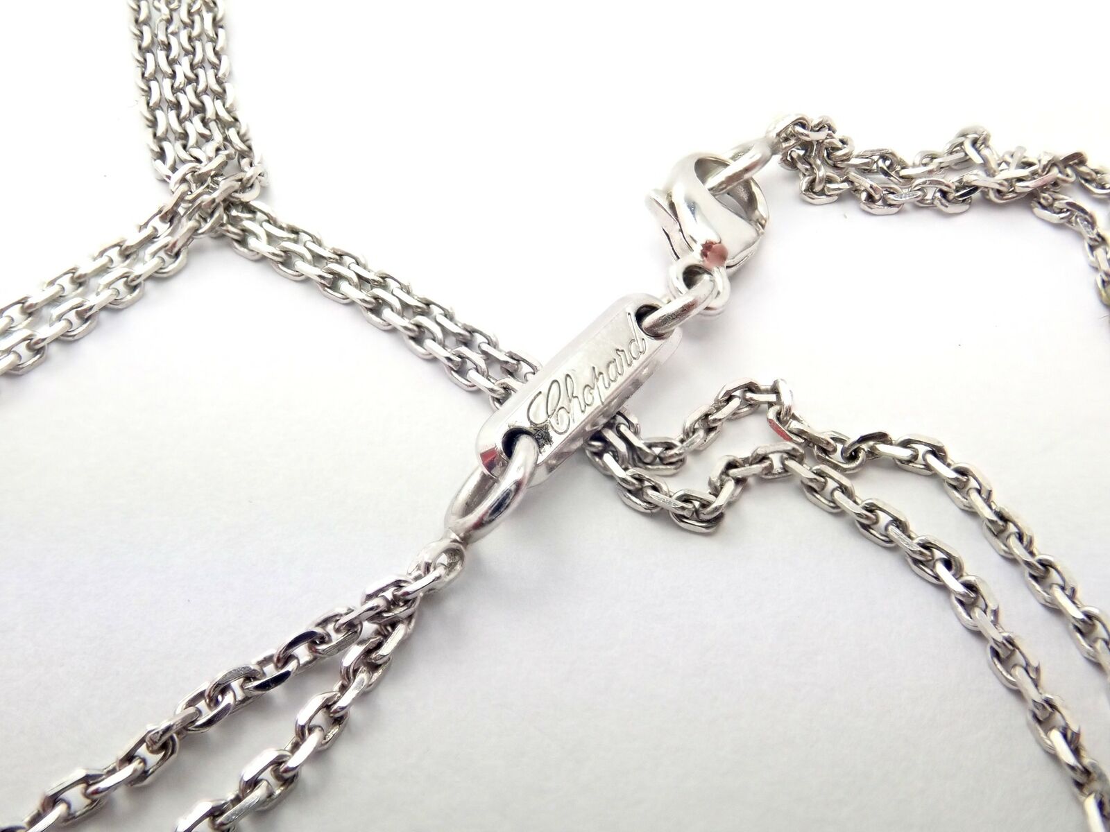 Authentic Chopard 18k White Gold Large Double Happy Hearts Diamond Necklace for Women - Luxury Valentine's Gift, Anniversary Jewelry & Special Occasion Present