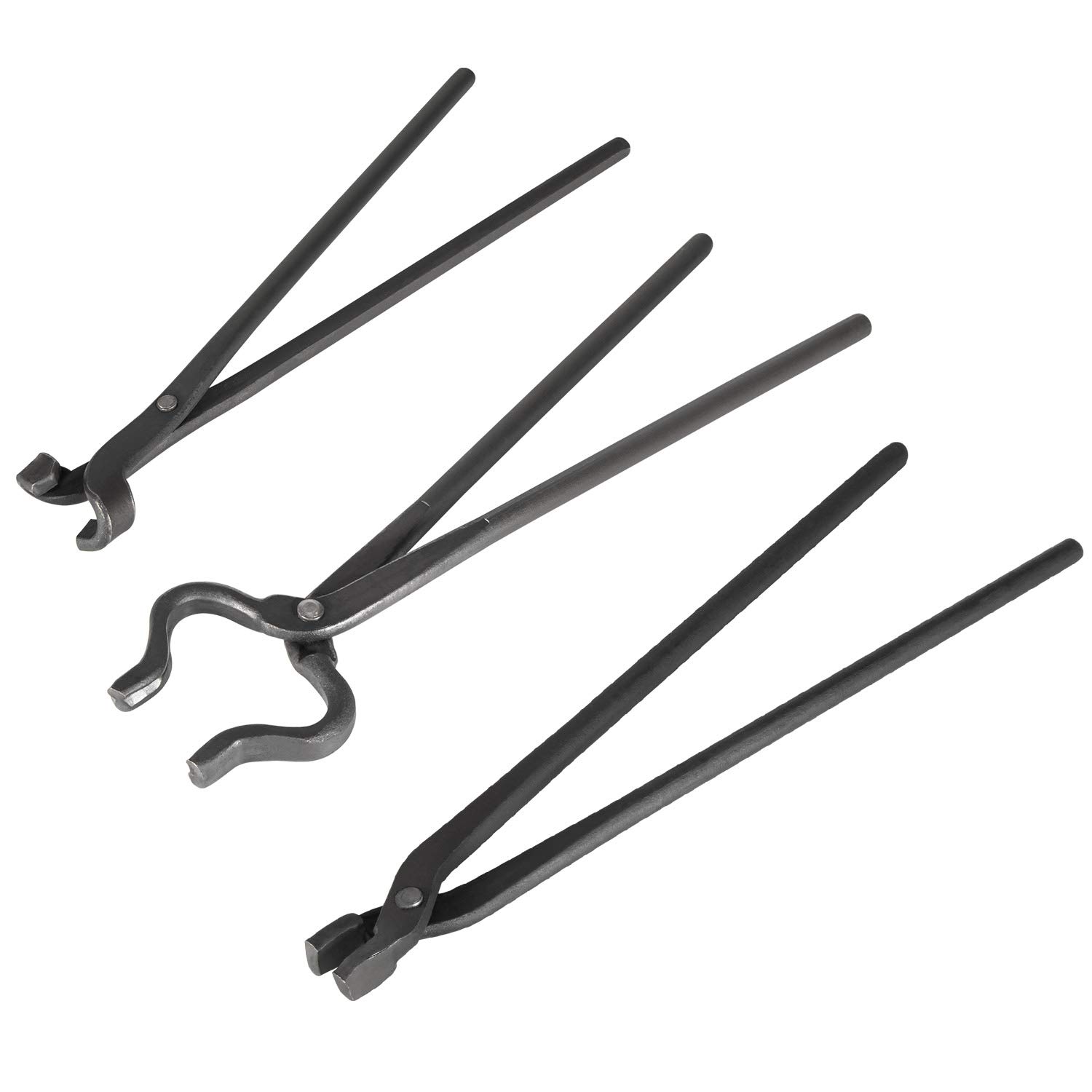Professional Knife Making Tongs Set - 3 Pcs Bladesmith & Blacksmith Forge Tools with Vise Grip - Perfect for Metalworking, Knife Forging, and DIY Crafting Projects