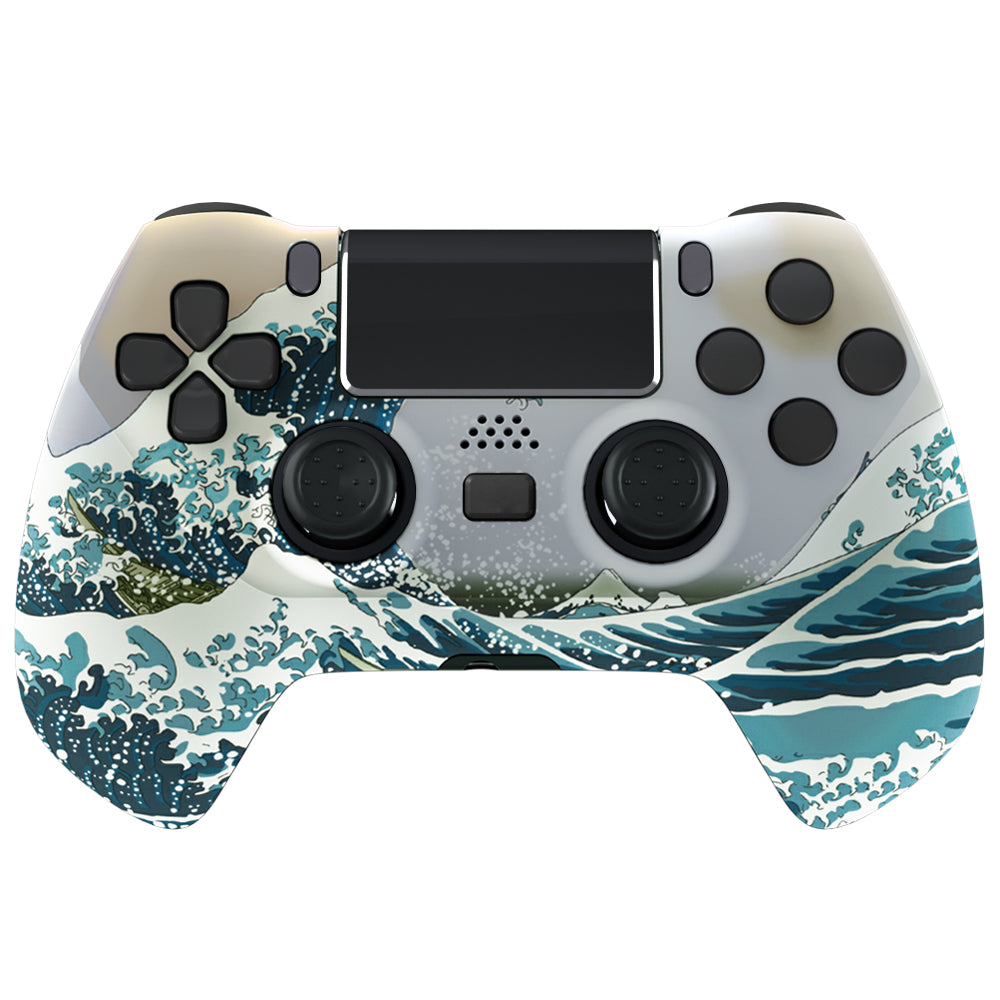 eXtremeRate The Great Wave DECADE Tournament Controller Upgrade Kit for PS4 Controller JDM-040/050/055 - Includes Upgrade Board, Ergonomic Shell, Back Buttons & Trigger Stops (Controller Not Included) - Perfect for Competitive Gaming & PS4 Controller Customization