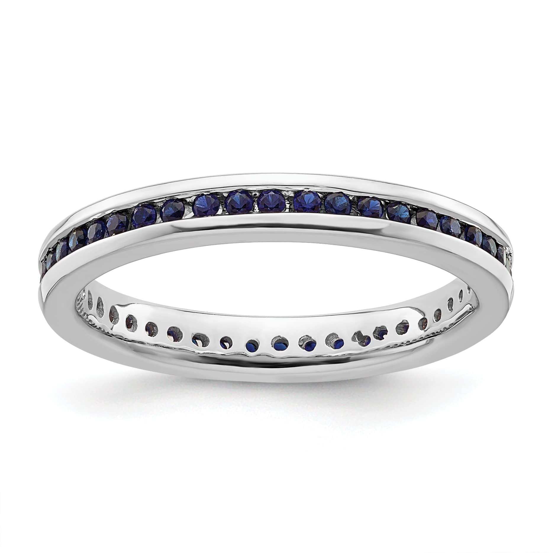 Avariah Sterling Silver Stackable Sapphire Ring - Size 5.0, Polished Finish, Created Sapphire Jewelry for Women, Perfect for Everyday Wear, Gifts & Special Occasions