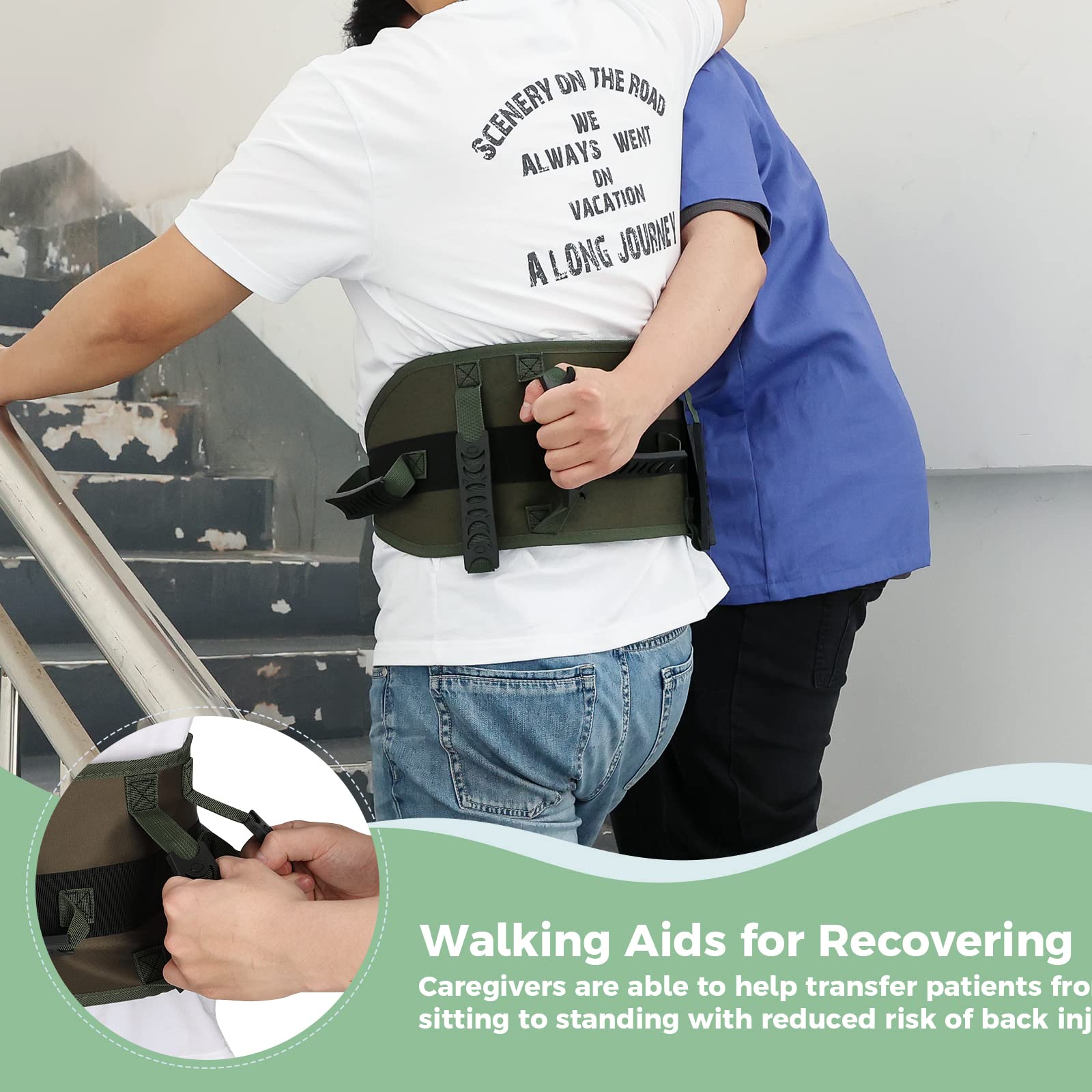 7-Handle Gait Belt for Elderly Patients - Adjustable Transfer Lift Belt with Quick Release Locking - Standing & Walking Assist Aid for Home Care & Physical Therapy