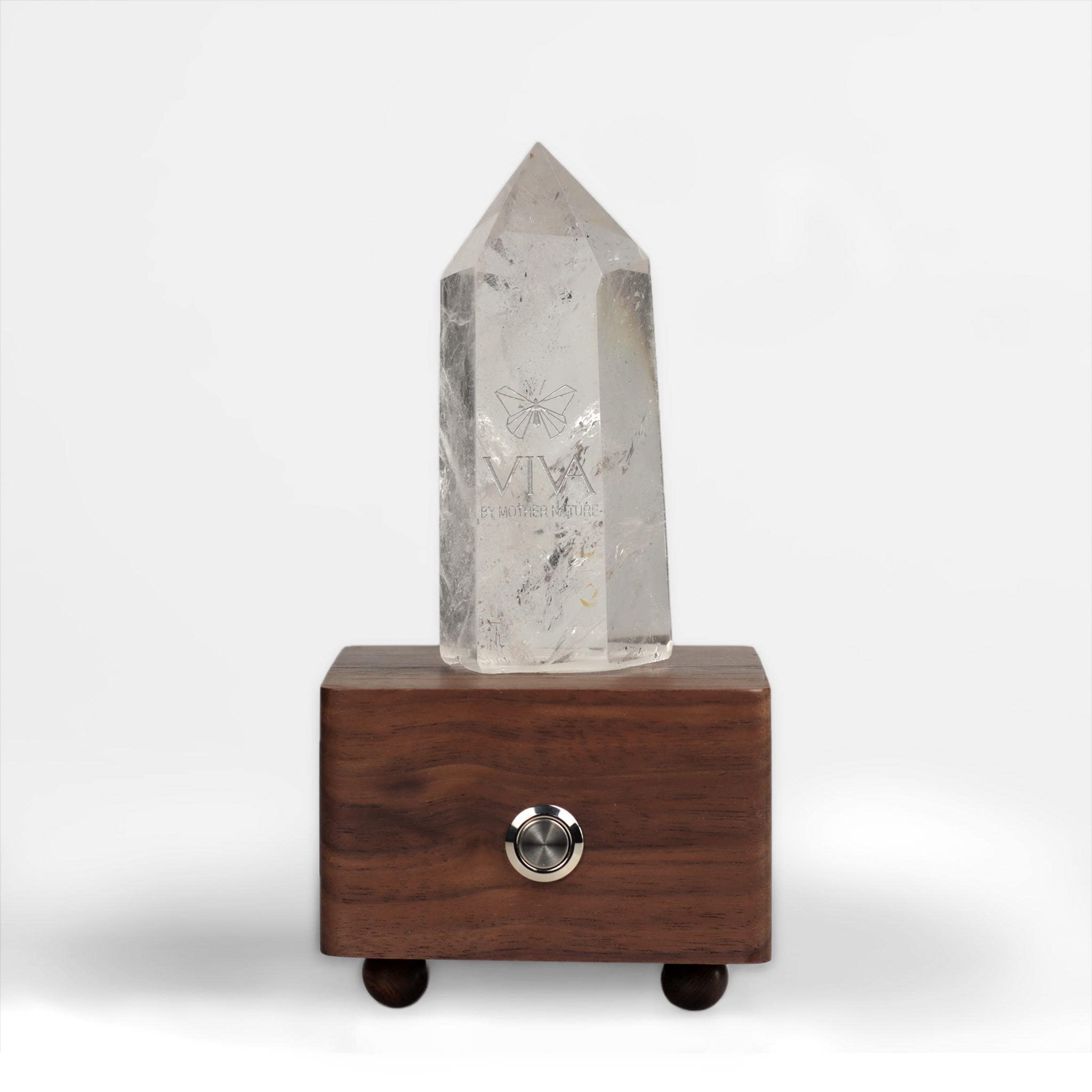 Piezoelectric Night Light with Natural Healing Crystal Quartz Point - Meditation, Manifestation, Bluetooth Speaker & Crystal Decor - Unique Dimmable Lamp for Bedroom, Yoga, and Relaxation