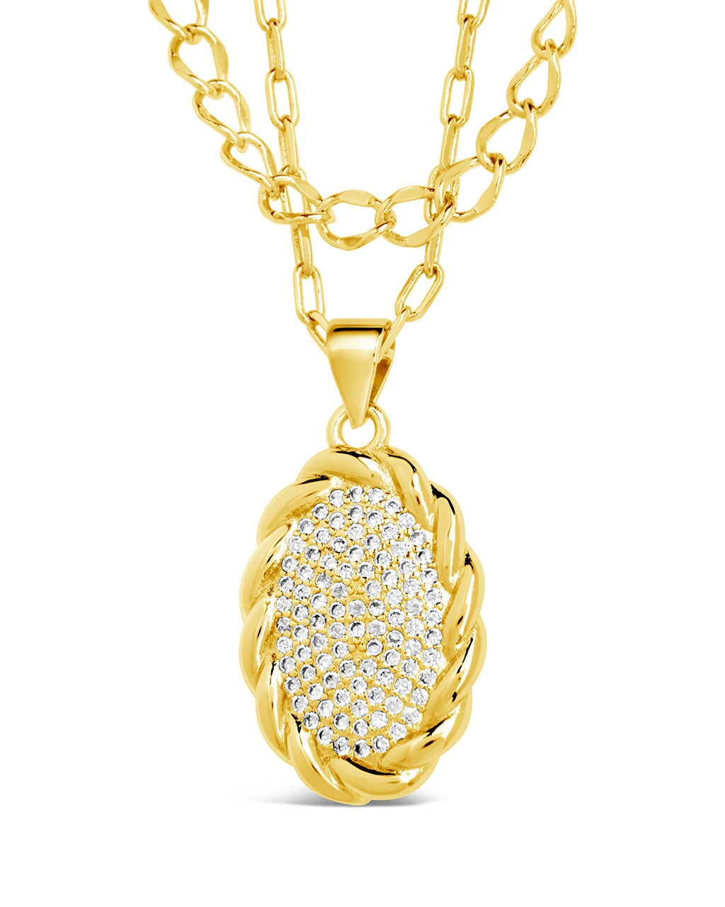 Elegant Galette CZ Pendant Layered Necklace for Women - Sparkling Cubic Zirconia Layered Chain - Perfect for Parties, Weddings & Date Nights