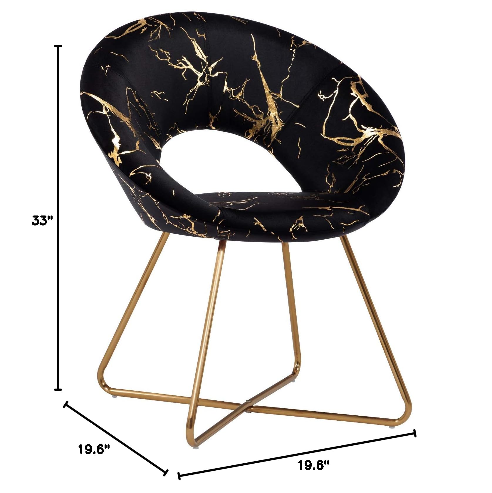 DUHOME Black Velvet Accent Chair with Golden Legs - Mid-Back Vanity Chair for Living Room, Bedroom & Office Desk - Stylish Modern Seating for Home Decor, Reading Nook & Makeup Area