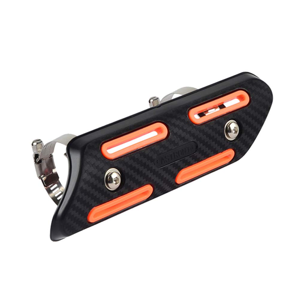 VOSAREA Exhaust Heat Shield Cover - High-Temperature Insulated Downpipe Protector with Hose Clamps for Dirt Bike, ATV, Motorcycle (Orange) - Prevent Burns & Protect Components During Off-Road Riding