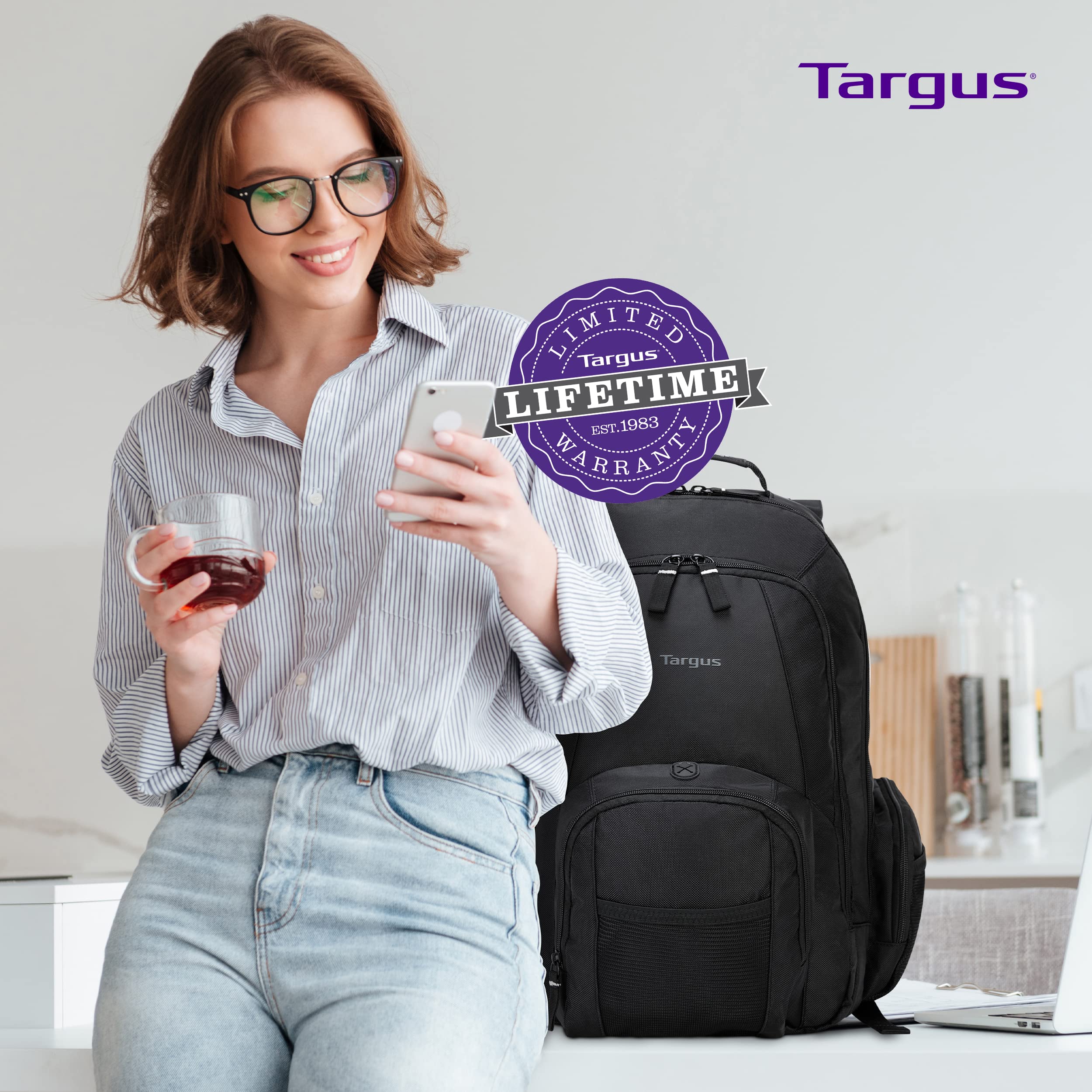 Targus 16 Inch Groove Laptop Backpack - Water Resistant Business Backpack for Commuters & Travel, Fits Most 15-16