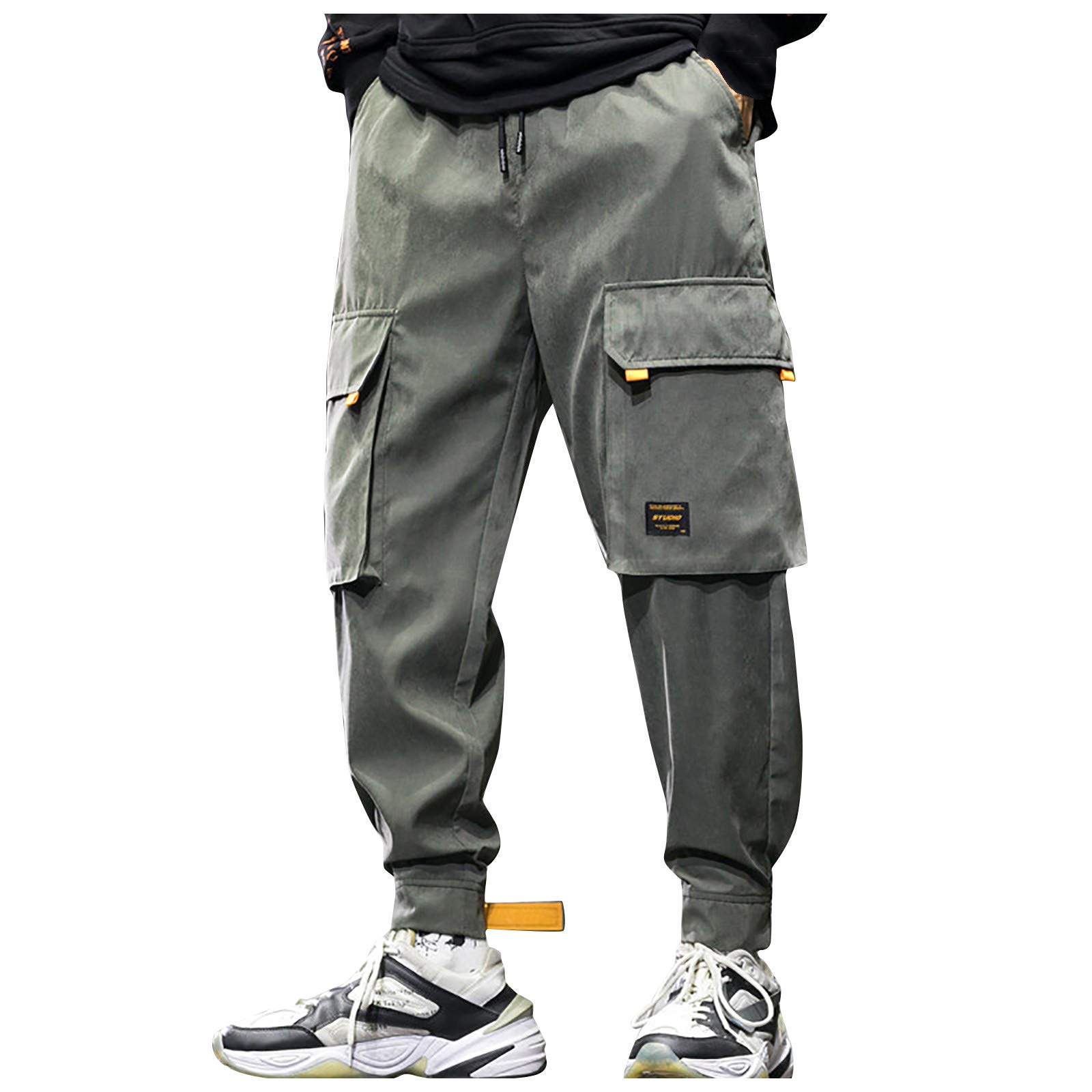 **Men's & Women's Solid Color Drawstring Hiking Pants - Casual Outdoor Work Pants with Floral Design for Comfort & Mobility - Perfect for Hiking, Camping, and Everyday Wear**