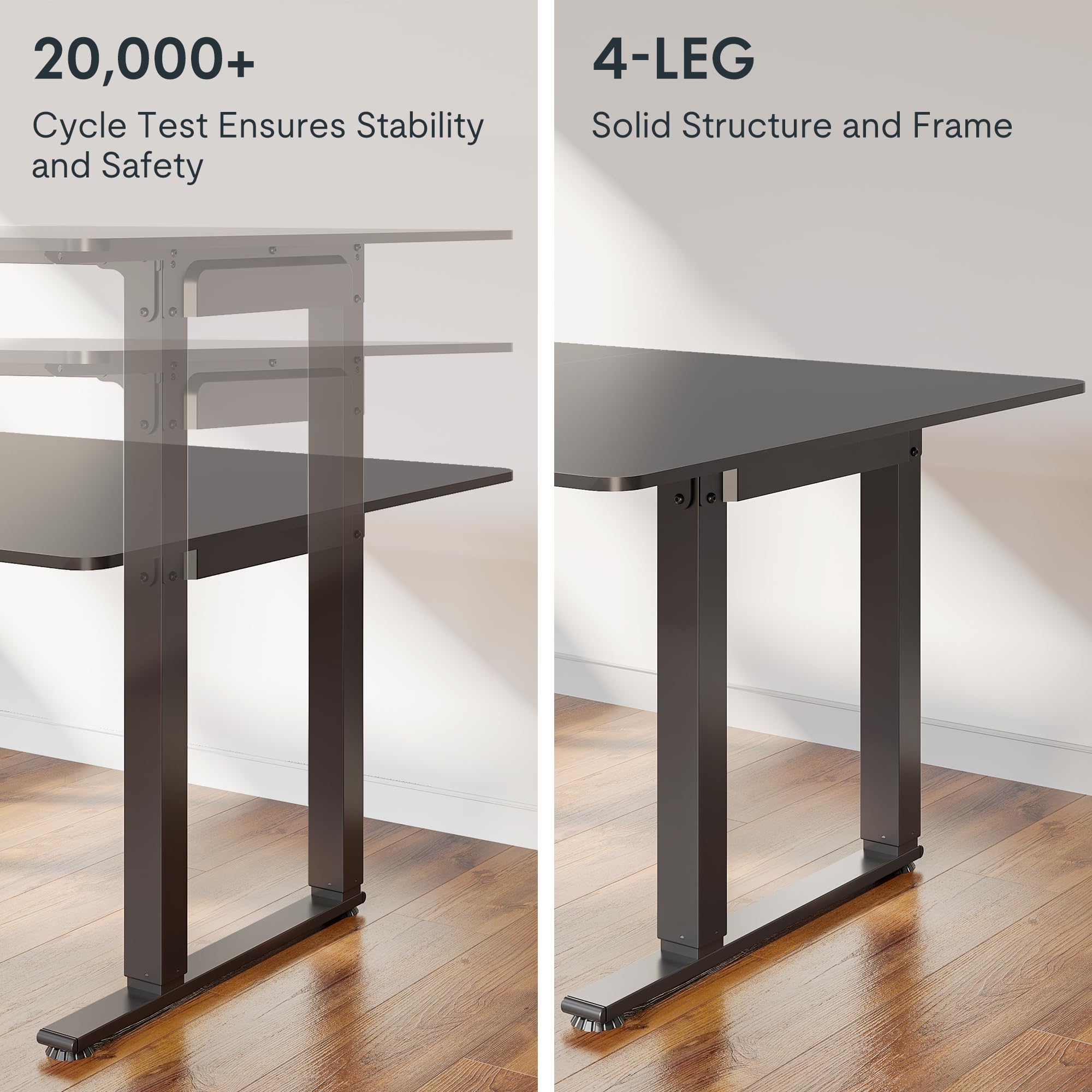 FLEXISPOT Dual Motor L-Shaped Standing Desk - 4 Legs Corner Computer Desk, Electric Height Adjustable Sit to Stand Home Office Table with Splice Board, 63x43 Inches, Black - Perfect for Ergonomic Workspace & Gaming Setup