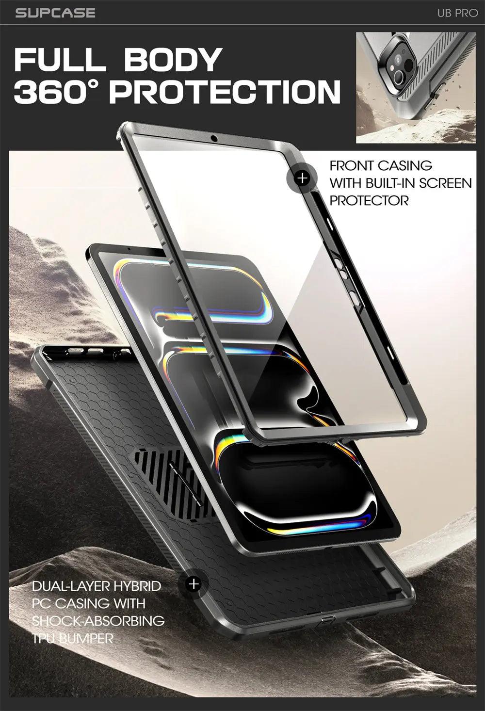 SUPCASE UB PRO Rugged Case for iPad Pro 13 (2024 Model) - Shockproof Full-Body Protection Cover for Work, Outdoor & Travel