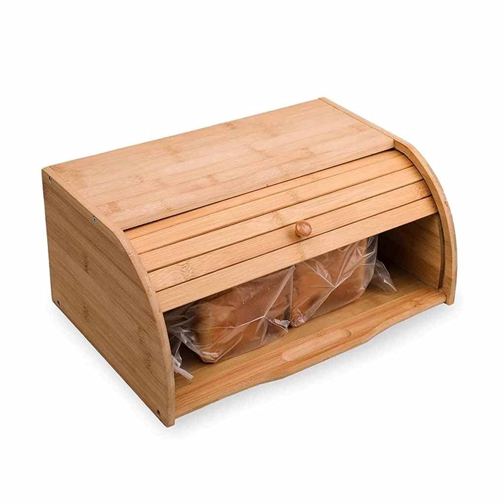 Bamboo Bread Storage Box with Cover & Clip - Airtight Kitchen Food Container for Bread, Pastries & Snacks | Dustproof & Eco-Friendly Bread Bin for Countertop, Pantry & Dining Table Storage