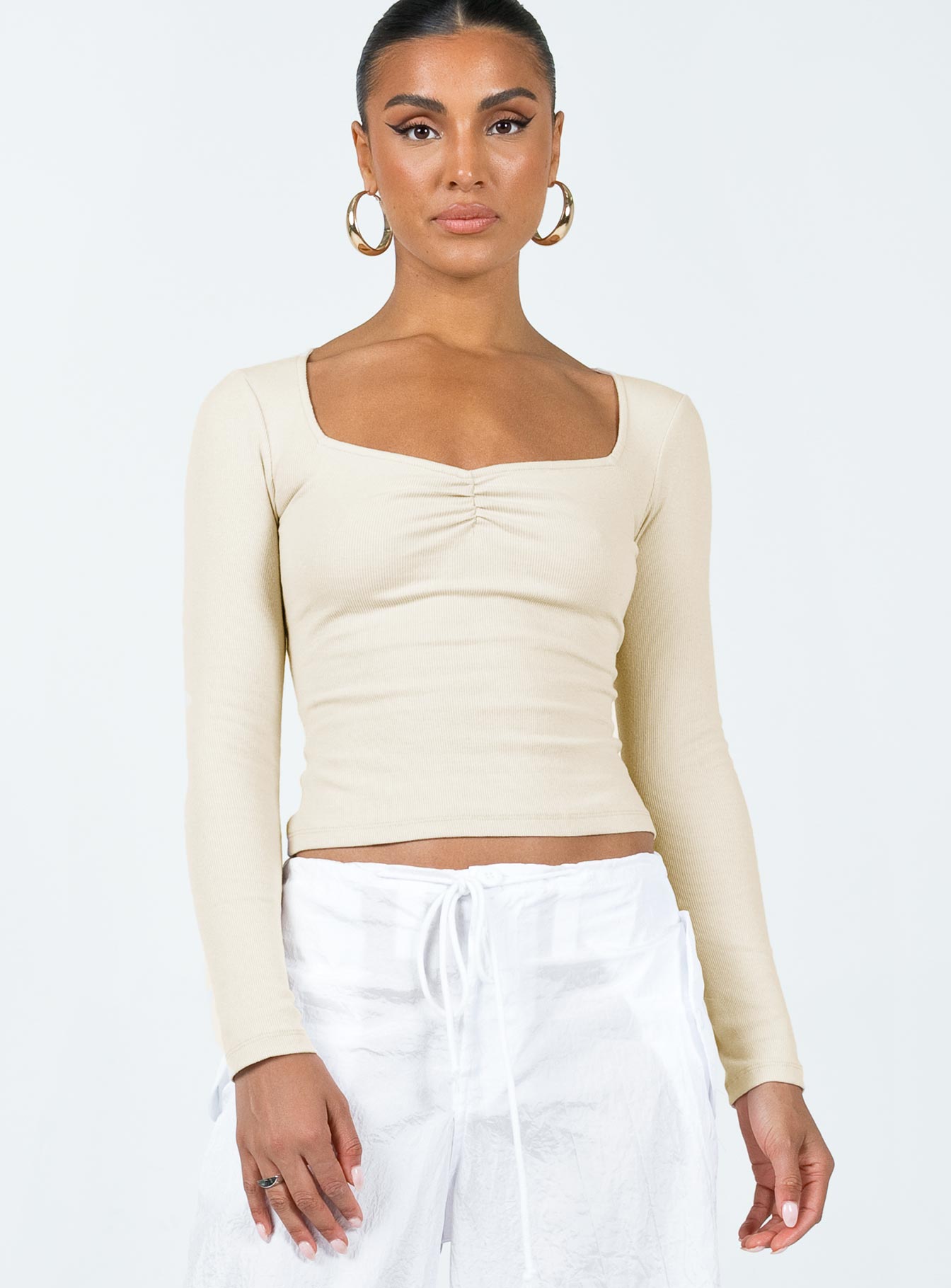 Bradford Long Sleeve Top Beige - Women's Casual Shirt for Fall & Winter | Perfect for Office, Date Night & Everyday Wear