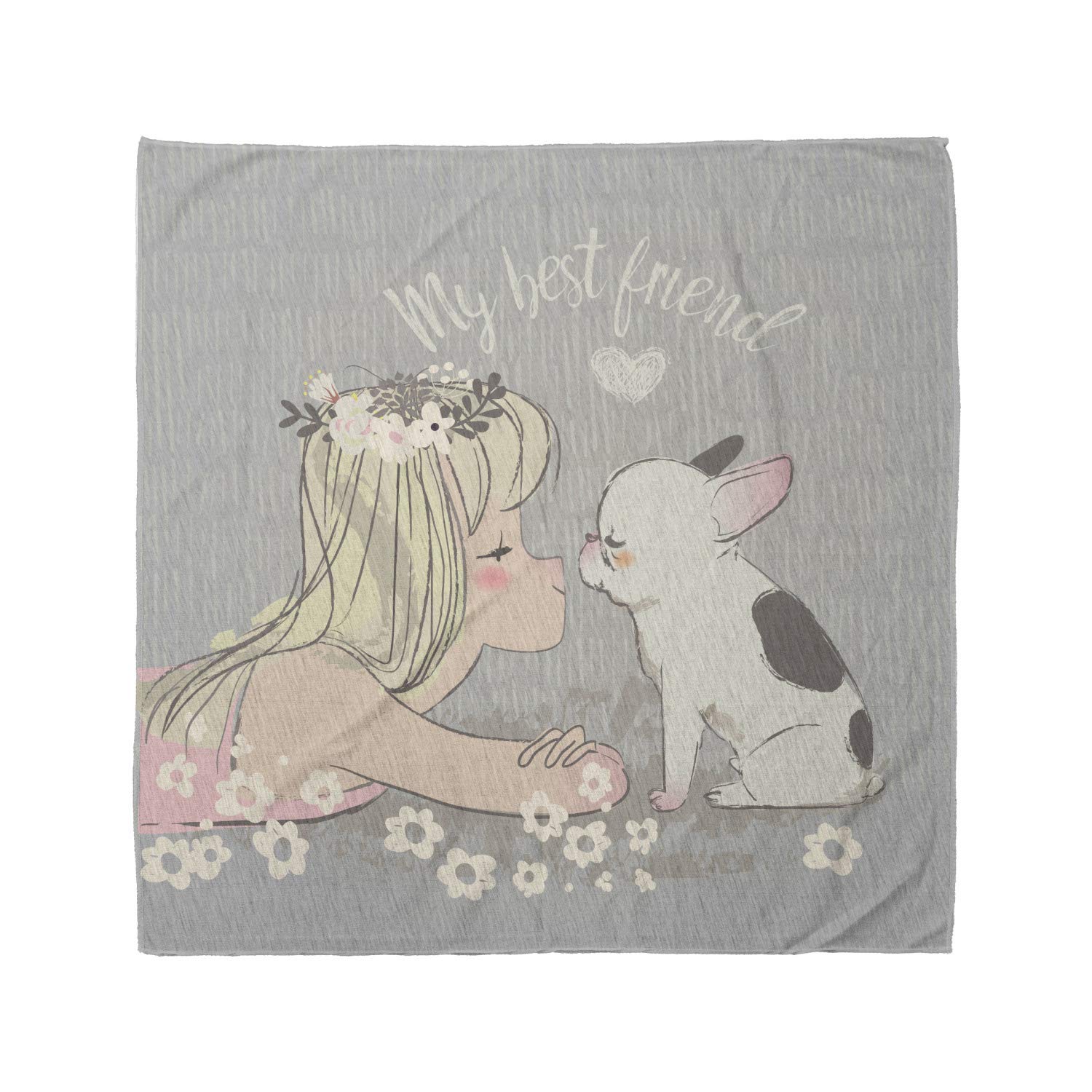 Ambesonne Dog Lover Bandana - Cute Puppy Print Unisex Head & Neck Scarf for Men & Women - Perfect for Dog Walks, Pet Parties & Outdoor Adventures