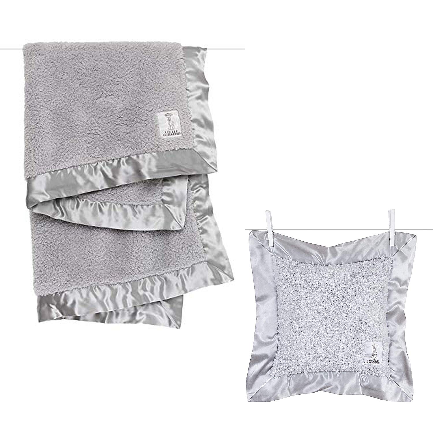 Little Giraffe Baby Gift Set - Soft Chenille Stroller Blanket & Pillow (Silver) | Newborn Essentials for Boys & Girls | Perfect for Strollers, Car Seats & Nursery Decor
