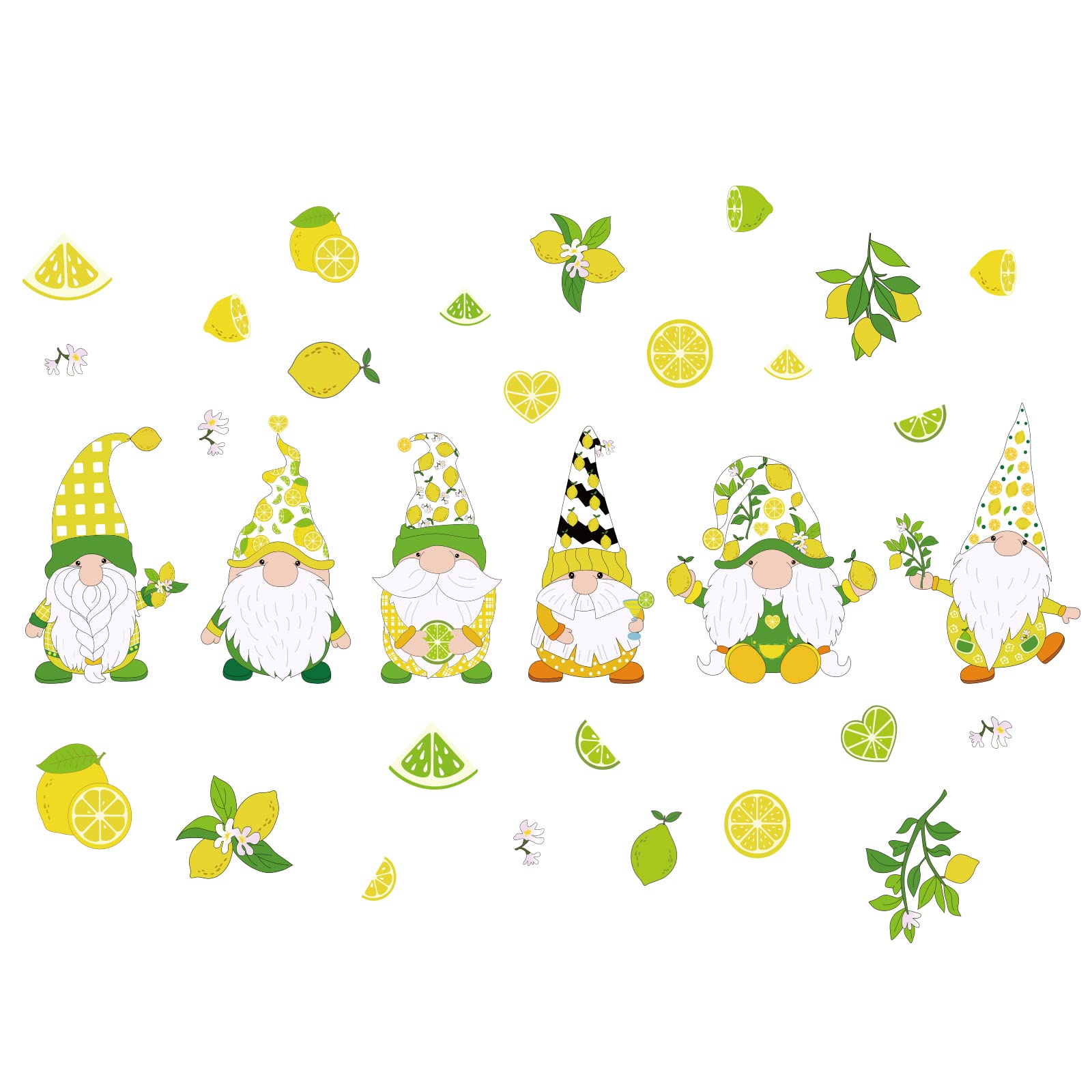 SUPERDANT 2-Pack Lemon Gnome Wall Decals - Kitchen Cabinet & Window Stickers, Country Fruit-Themed Wall Decor for Dining Room & Restaurant - Perfect for Farmhouse, Cottage & Rustic Home Decor