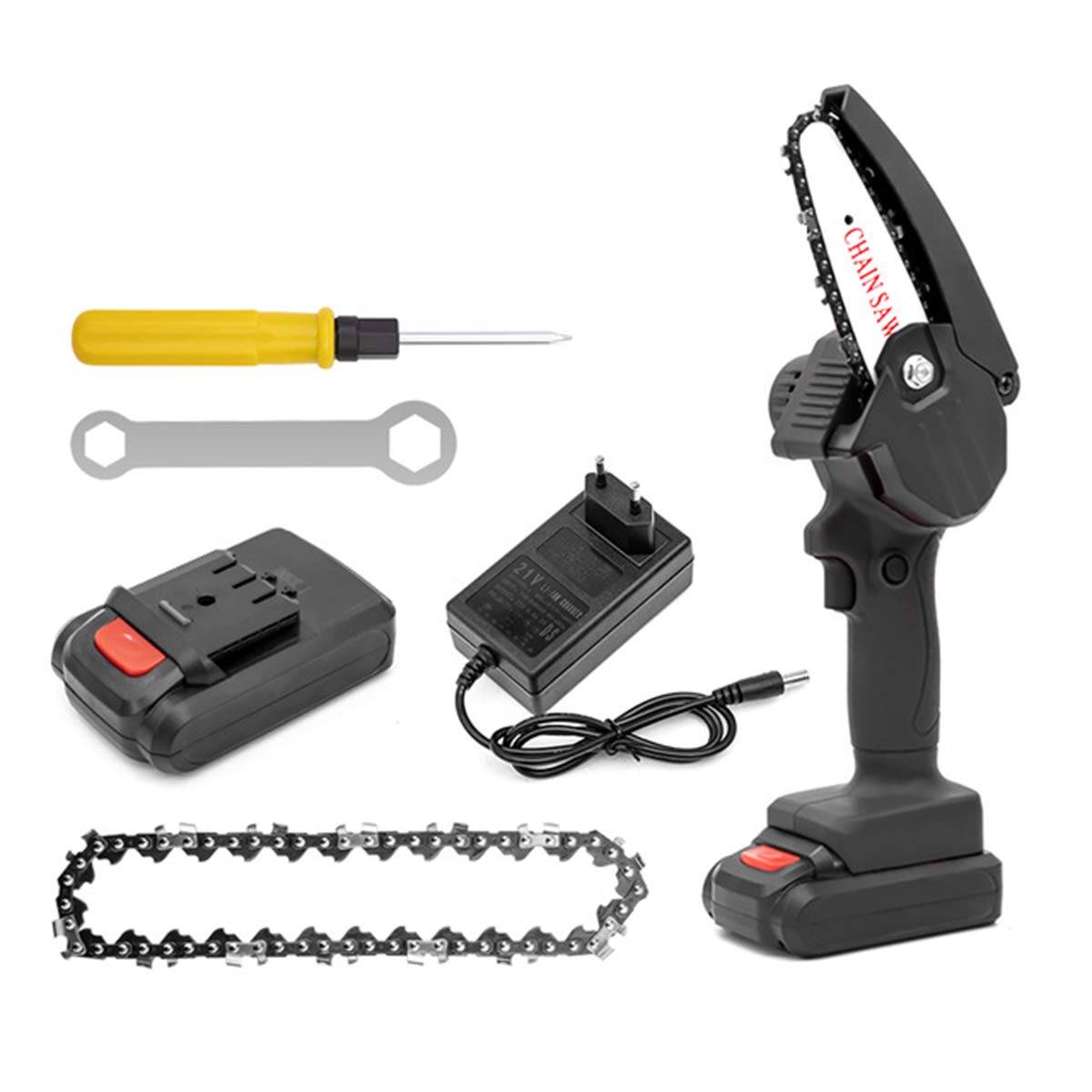 4-Inch Mini Chainsaw Cordless Electric - Portable Handheld Chainsaw with Splash Board & Lightweight Design for Tree Branch Cutting, Wood Pruning, Courtyard Maintenance (Black) - Perfect for Gardening, Landscaping, DIY Wood Projects & Outdoor Yard Work