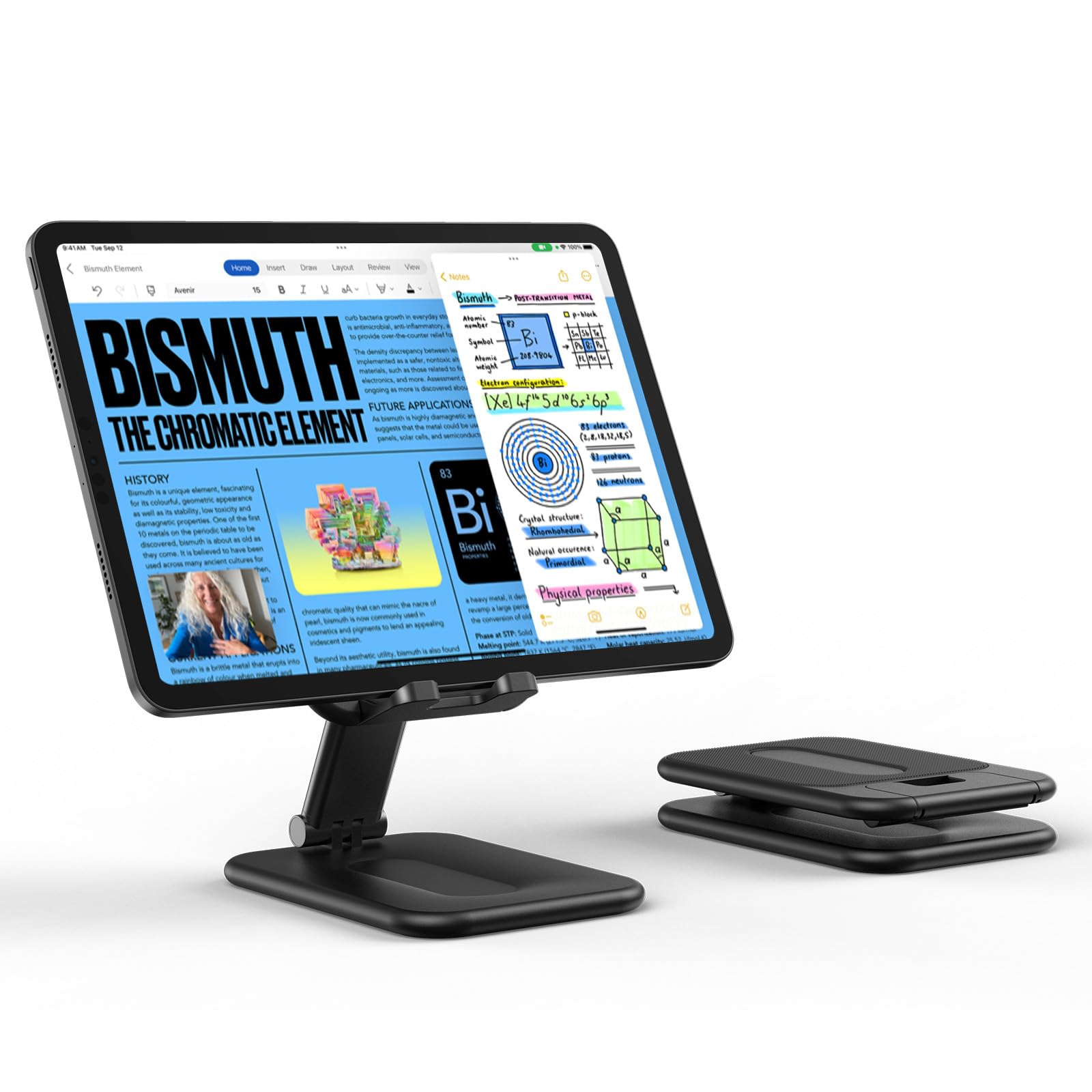 OMOTON Adjustable Foldable Tablet Stand Holder for iPad, iPhone, Samsung Galaxy Tab - Portable Monitor Stand & Desktop Dock for iPad Pro/Air/Mini, Galaxy Tab, Smartphones (Up to 12.9