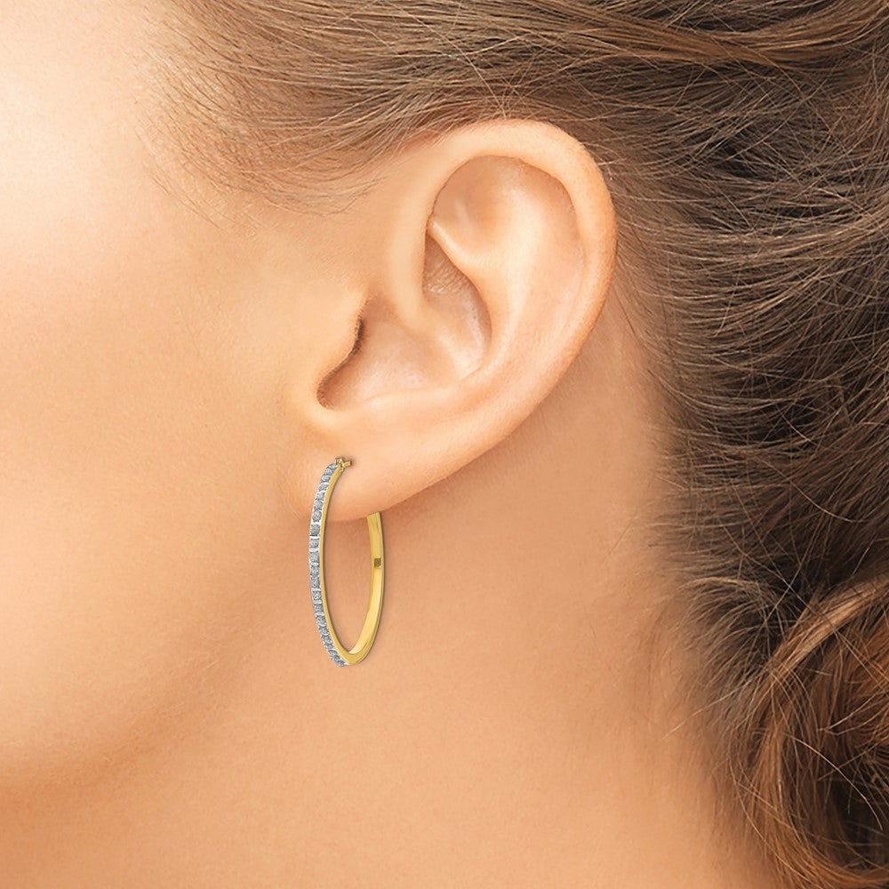 14K Gold Diamond Hinged Hoop Earrings for Women - Elegant Round Design (Model DF125) - Perfect for Parties, Weddings & Everyday Wear