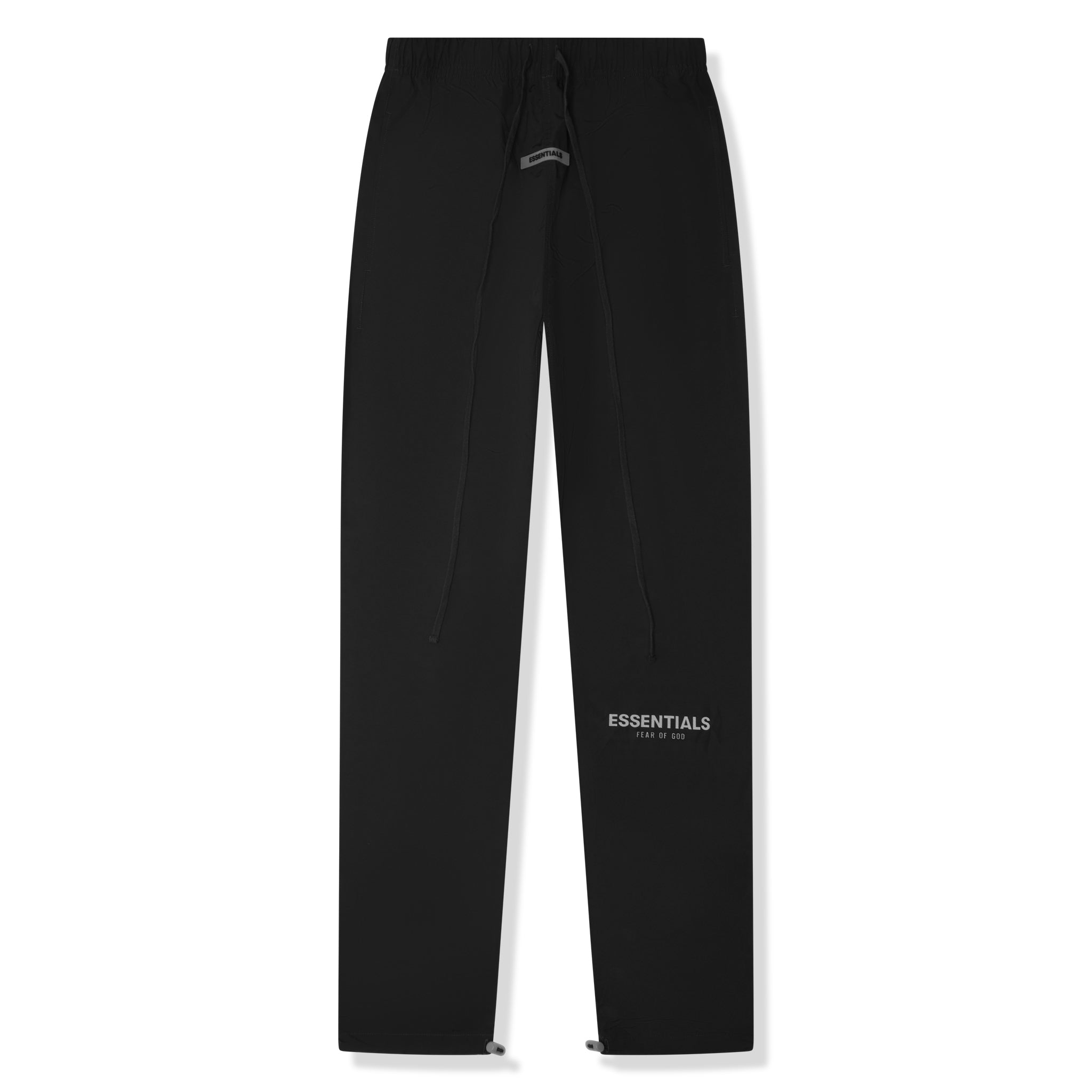 Fear of God Essentials Black Nylon Track Pants for Men - Comfortable Joggers with Elastic Waistband - Perfect for Gym, Lounge & Streetwear Fashion