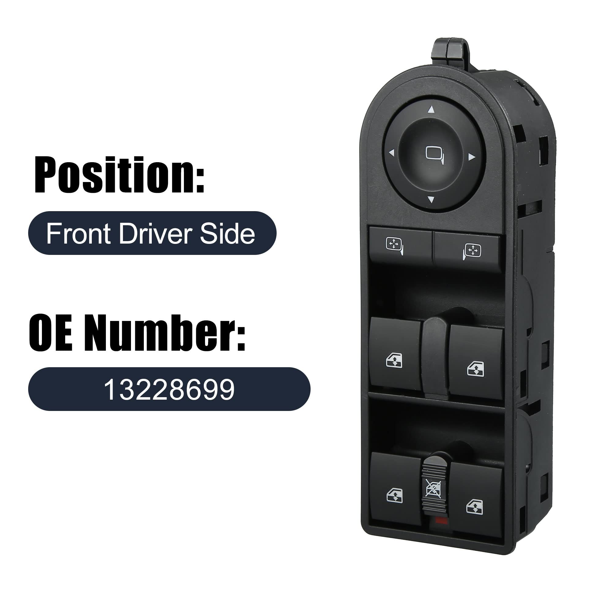 X AUTOHAUX Power Window Switch Front Driver Side Master Control Switch 13228699 Compatible with Saturn Astra 2008-2009 - Easy DIY Installation for Smooth Window Operation