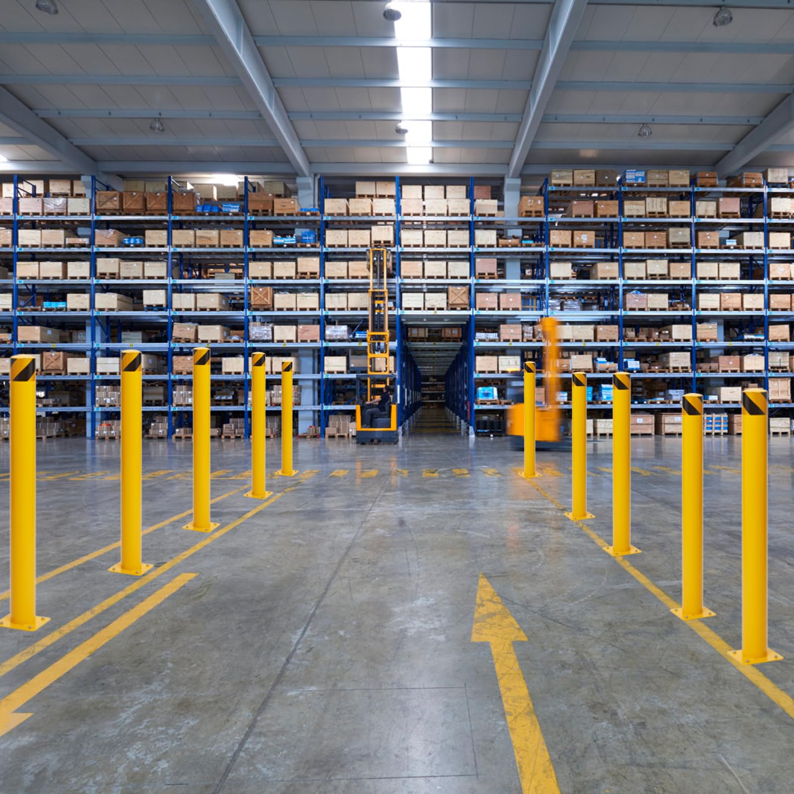 GARVEE 2 Pack Heavy Duty Steel Safety Bollards - 4.5 Inch Diameter Security Posts for Parking Lots, Warehouses & High Traffic Areas