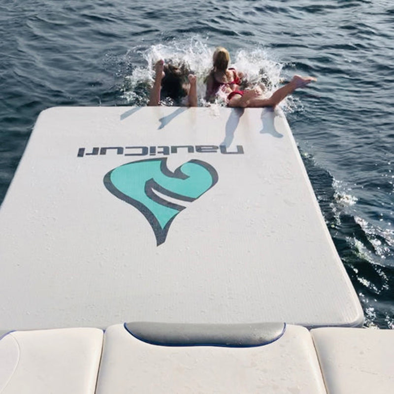 NautiCurl NautiPad Inflatable Swim Mat - Premium Floating Pool Pad for Adults & Kids - Perfect for Swimming, Relaxing & Sunbathing at Beach, Lake or Pool Party