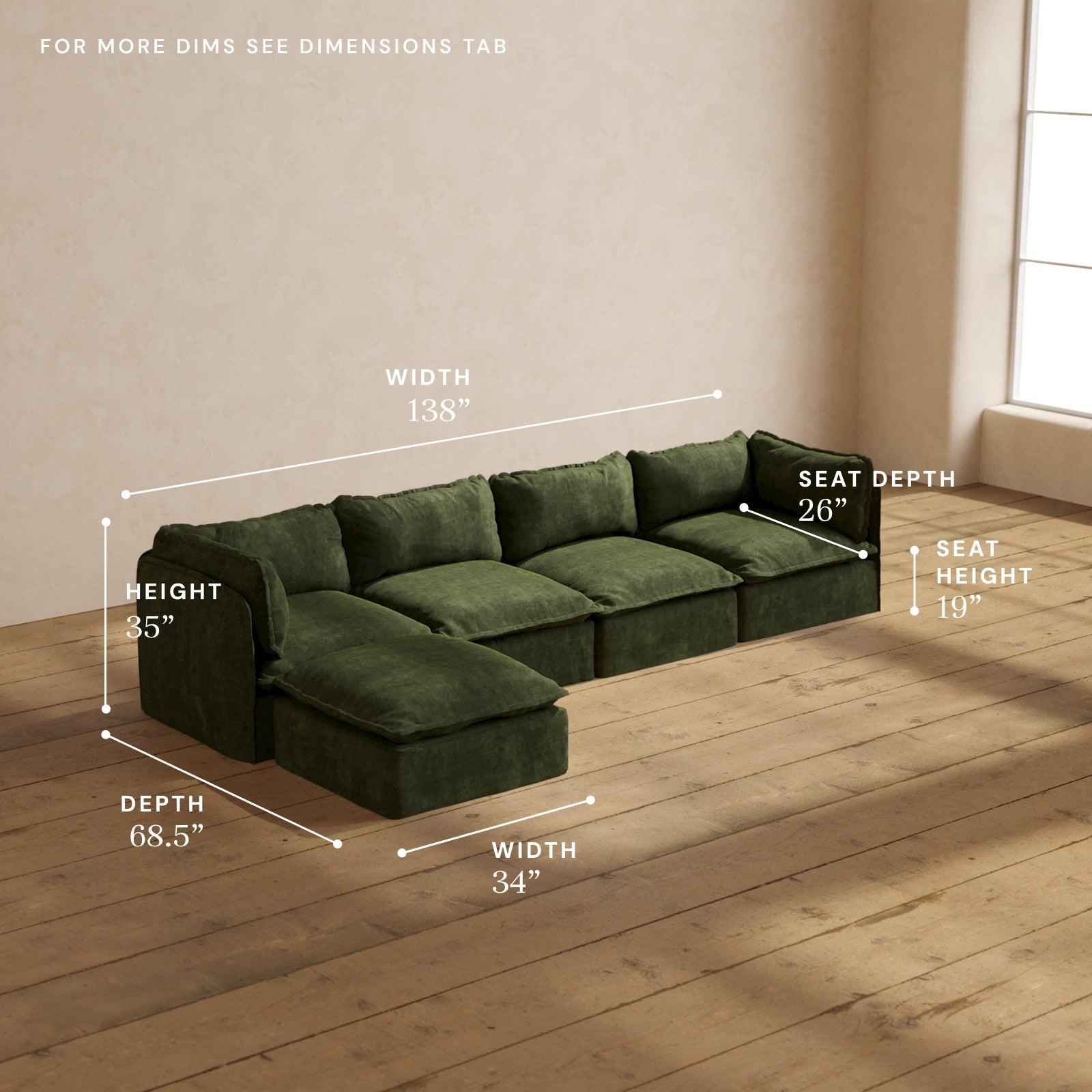 Premium Modular Performance 4-Seater Sectional Sofa in Olive Green | Luxury Blend Fabric | Perfect for Living Room, Family Room & Home Theater