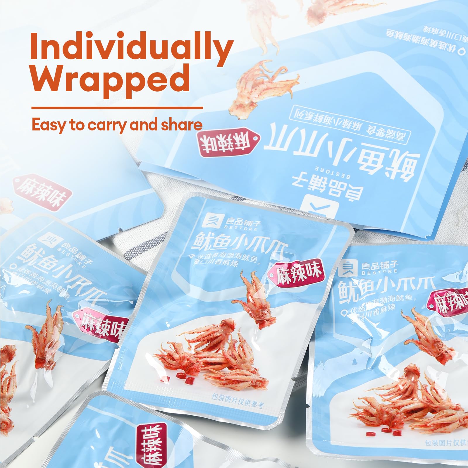 BESTORE Spicy Flavor Squid Snacks 3 Pack (6.34 Oz) - Delicious Instant Seafood Snacks for Office, Party & Travel - Korean Style Spicy Squid Jerky Whiskers