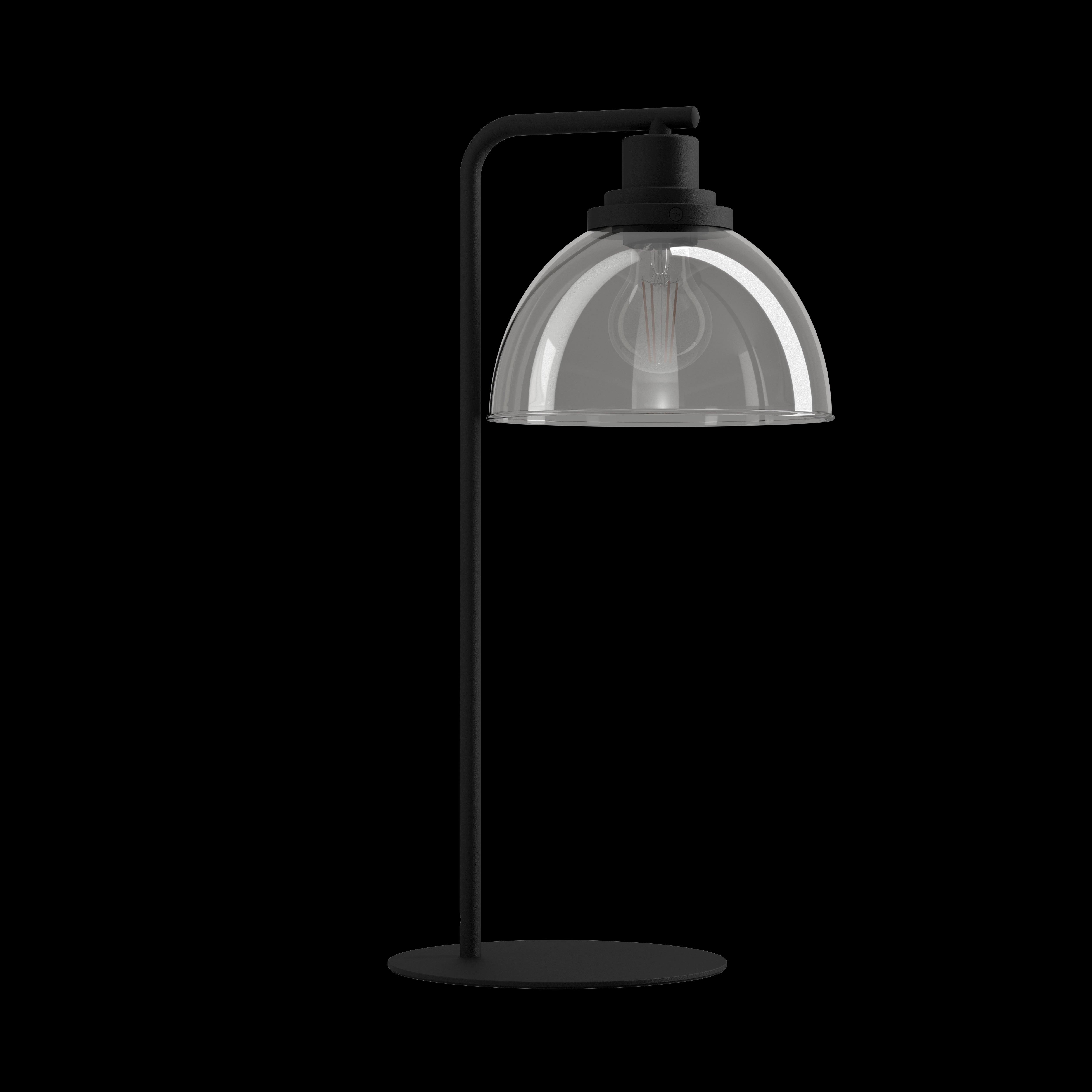 Eglo Beleser Modern Table Lamp with Black Base & Smoked Glass Shade - Perfect for Living Room, Bedroom, or Office Lighting Decor