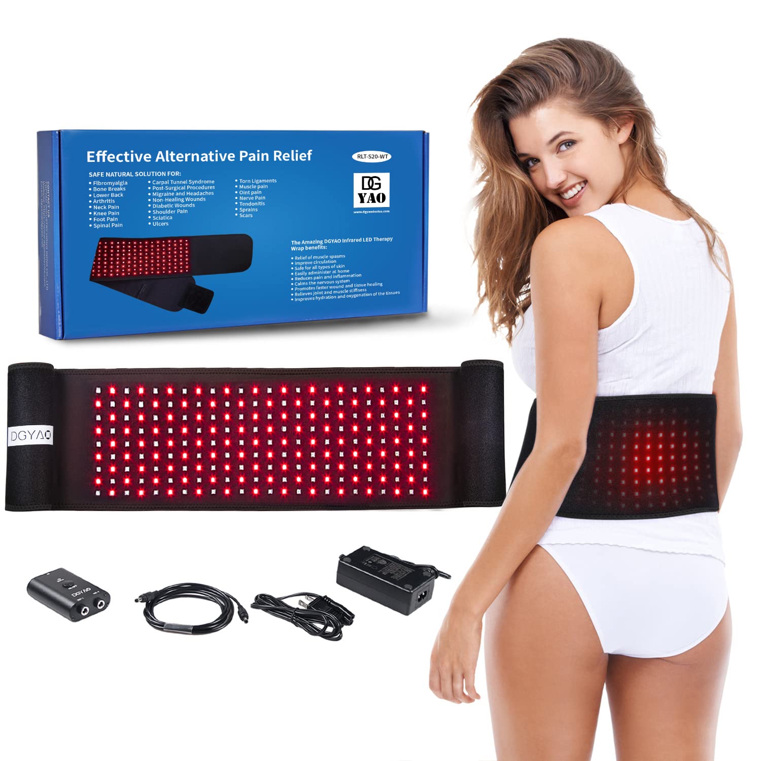 2020 New FDA Cleared LED Red Light & Near Infrared Light Therapy Device - Large Wearable Pain Relief Belt Pad for Back, Neck, Shoulder & Joint Pain - Home & Professional Use for Muscle Recovery & Relaxation
