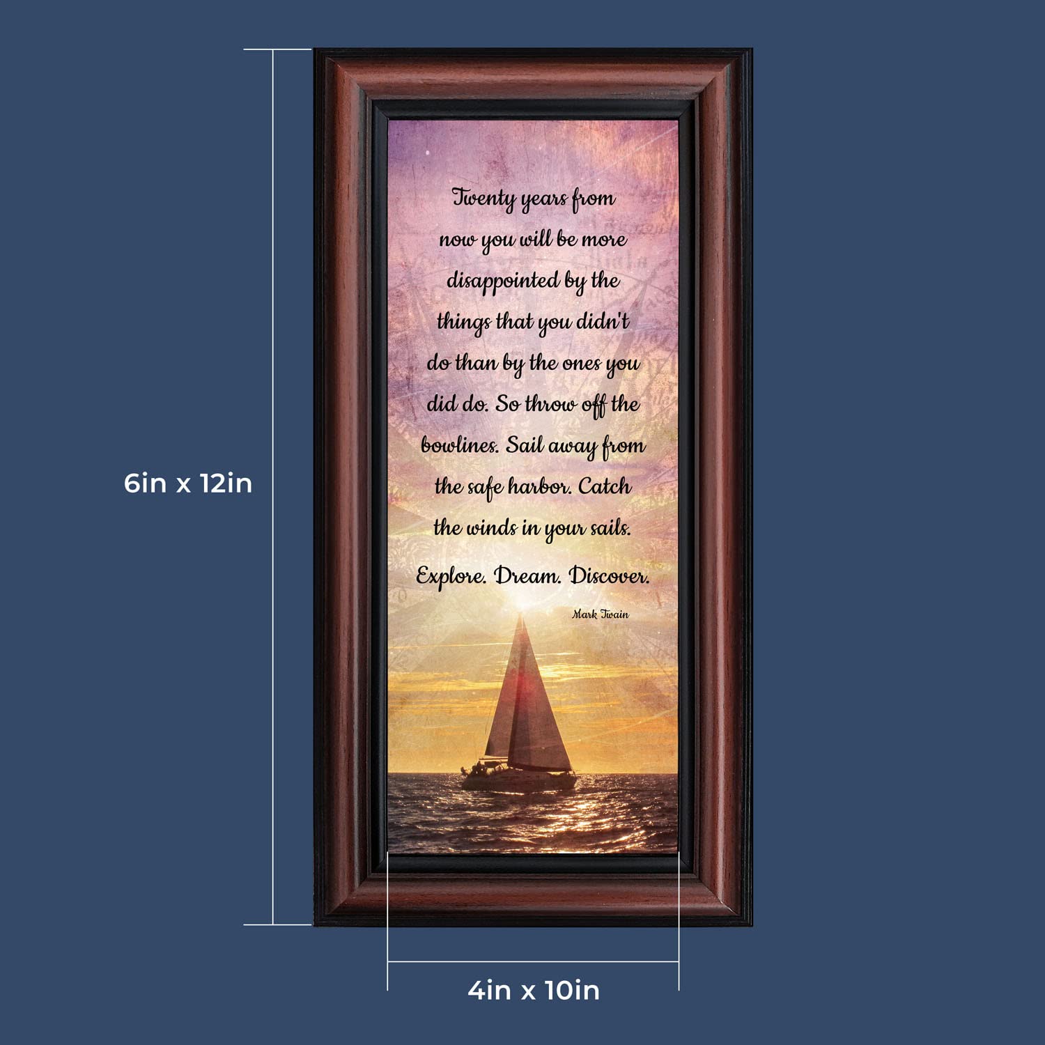 Crossroads Home Décor Discover - Mark Twain Inspirational Quote Wall Art | Motivational Office Decor | Rustic Home & Office Wall Décor for Living Room, Bedroom or Workspace