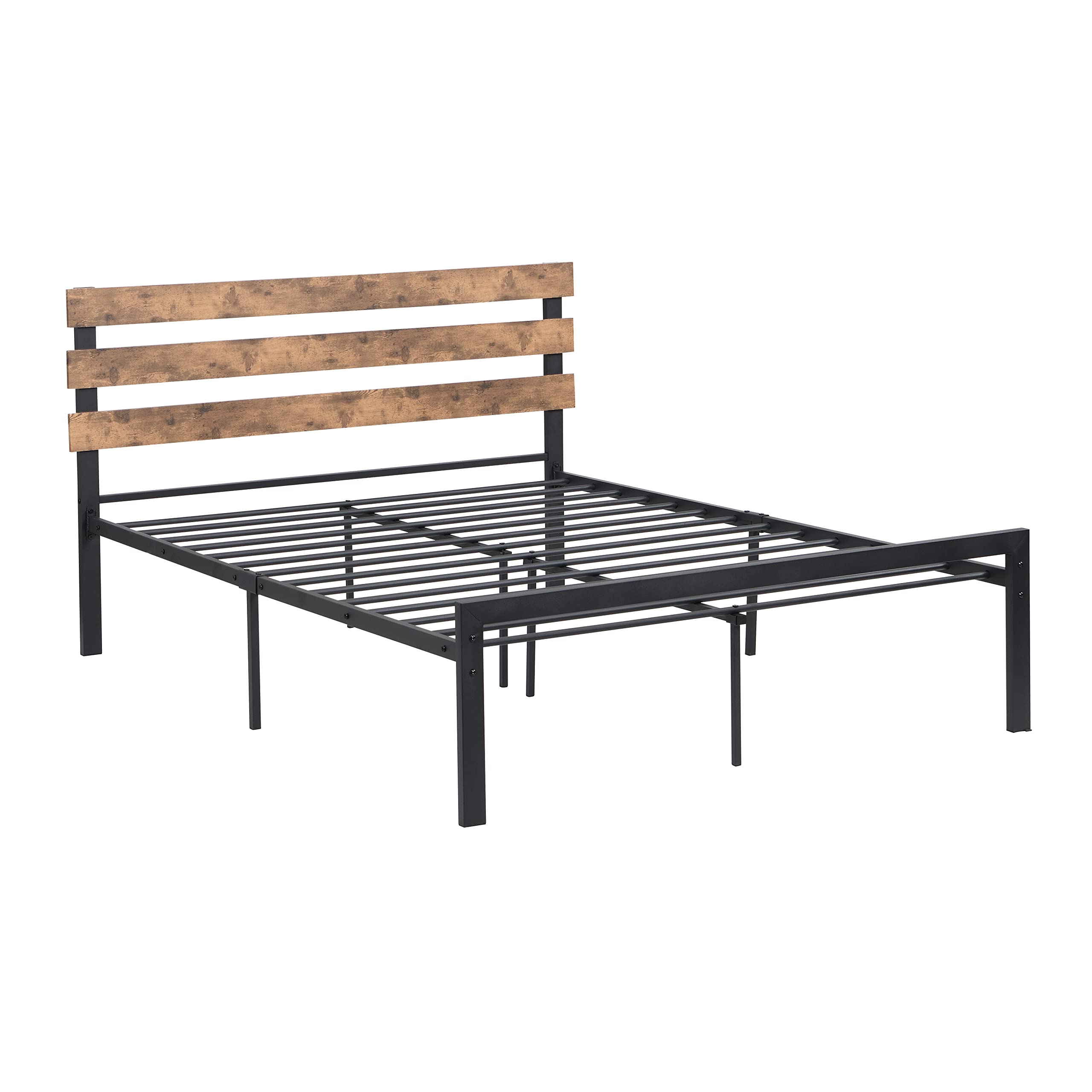 Black Double Bed Frame with Headboard - Sturdy Metal Frame for Adults, Perfect for Bedroom & Living Room | Modern Design for Home & Apartment Decor