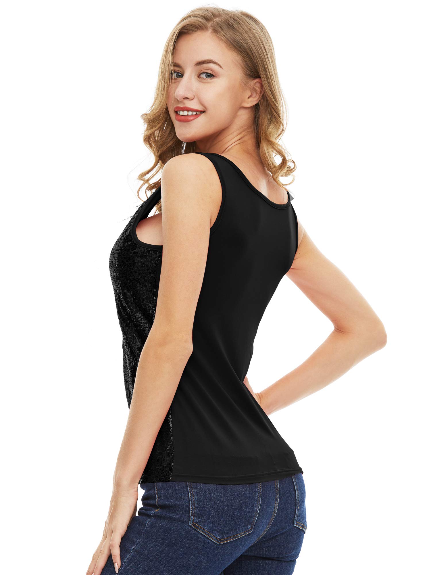 SATINIOR Women's Sleeveless Sequin Glitter Tank Top - Shimmer Party Camisole for Women & Girls | Perfect for Clubbing, Night Out & Special Occasions